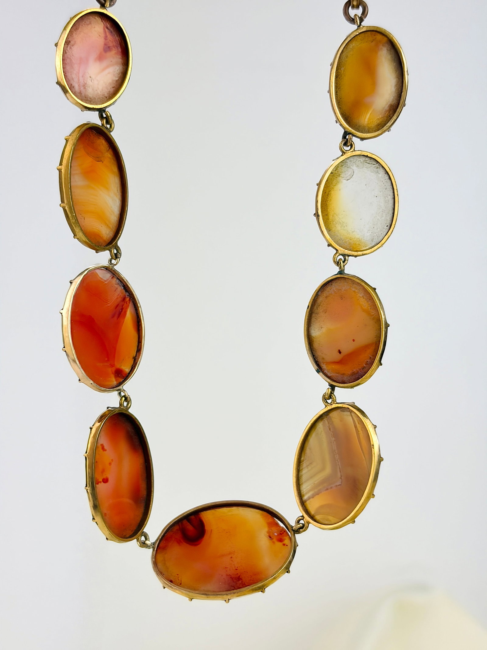 ANTIQUE CHUNKY AGATE NECKLACE IN GILT METAL - 6