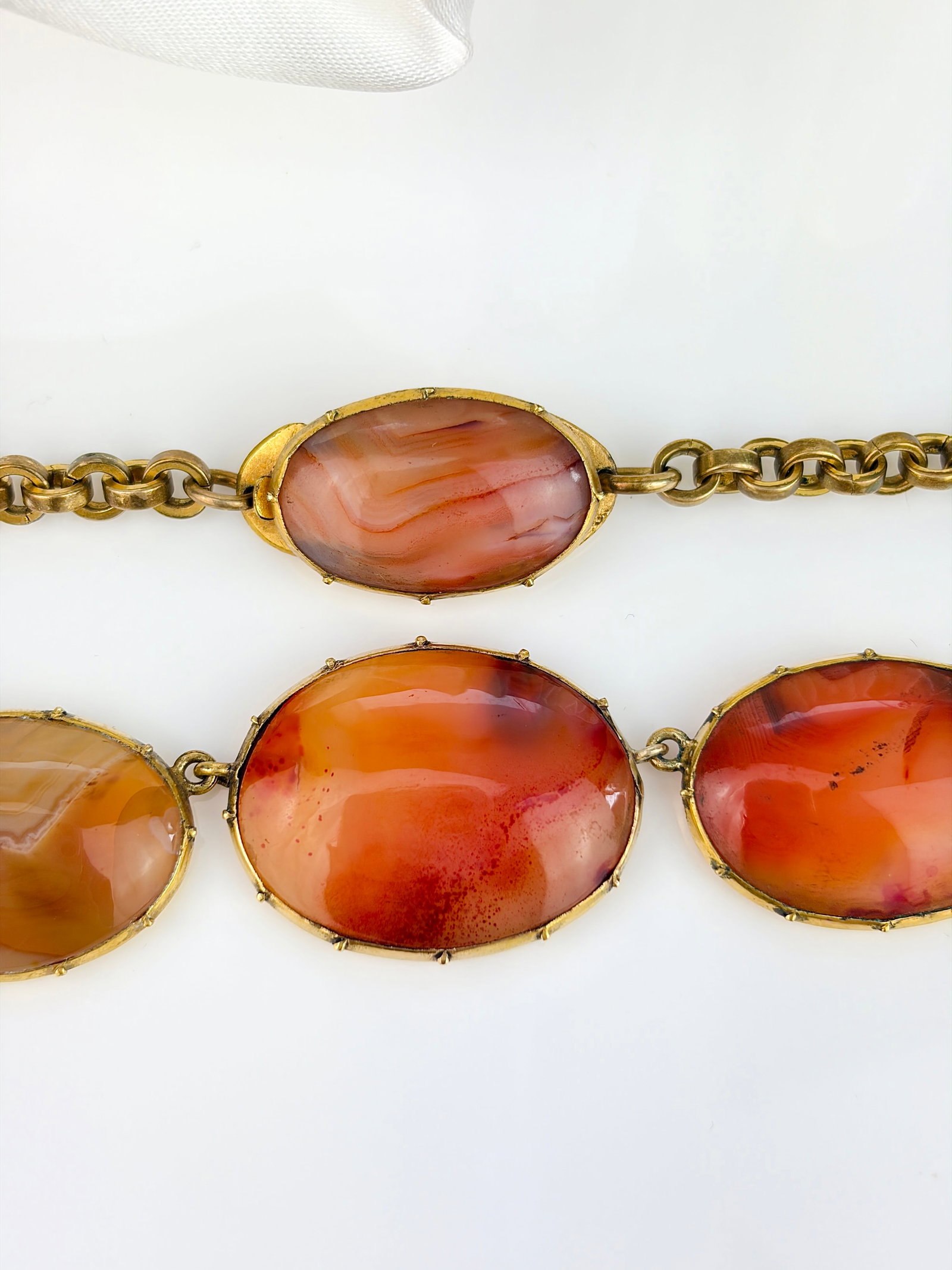 ANTIQUE CHUNKY AGATE NECKLACE IN GILT METAL - 7