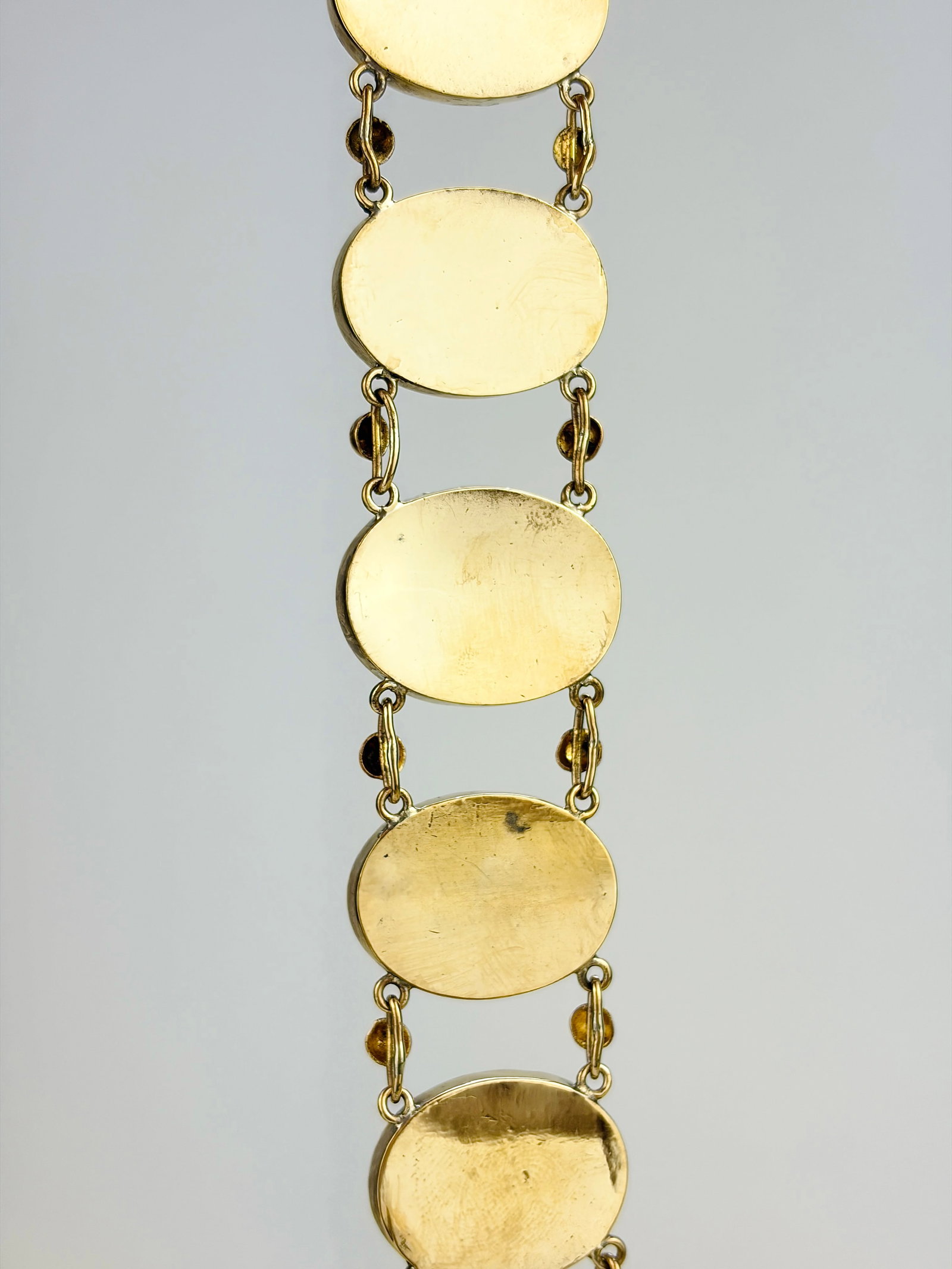 ANTIQUE LARGE BANDED AGATE BRACELET IN GILT METAL - 3
