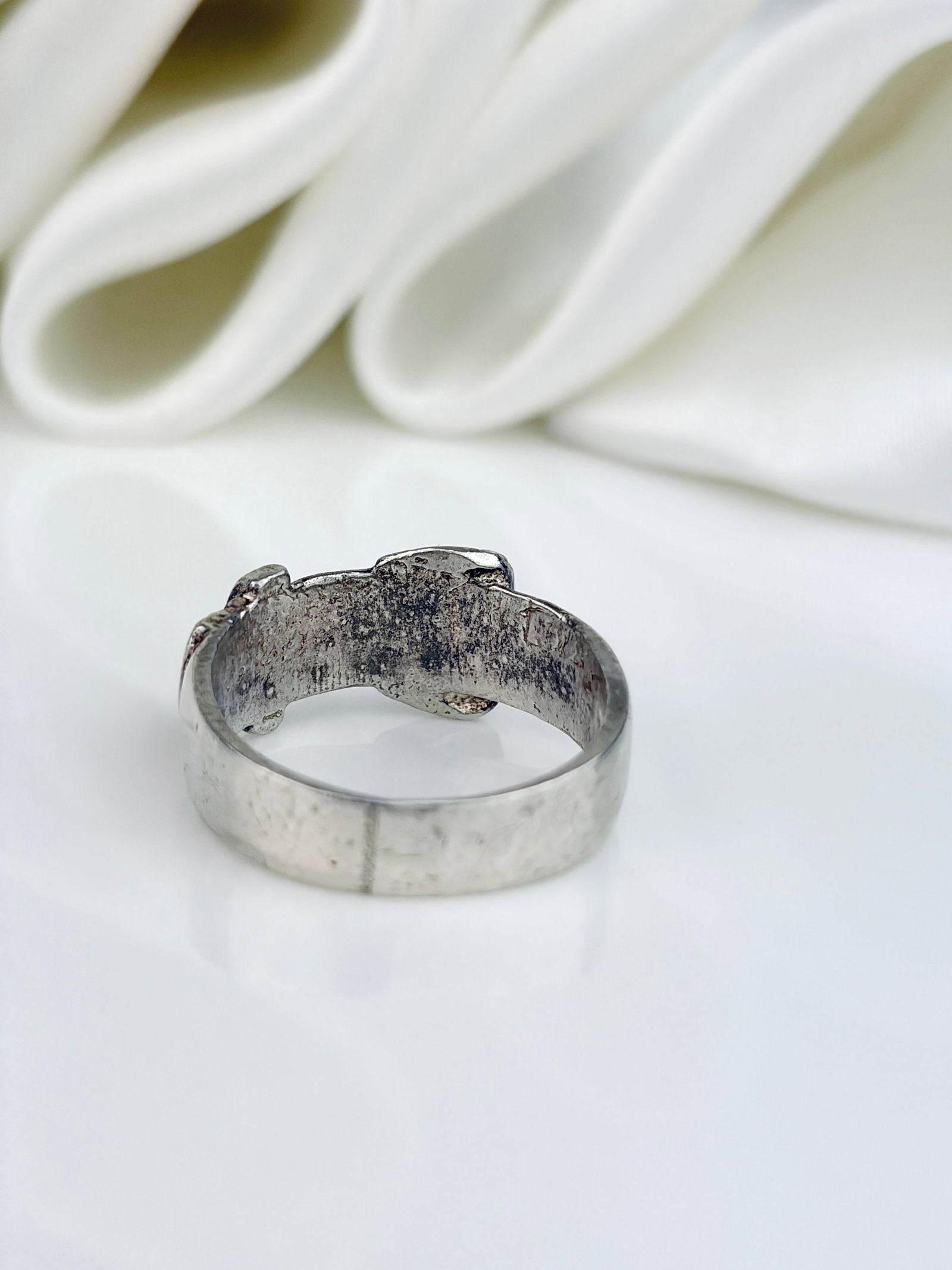 Vintage Silver Engraved Buckle Ring - 3
