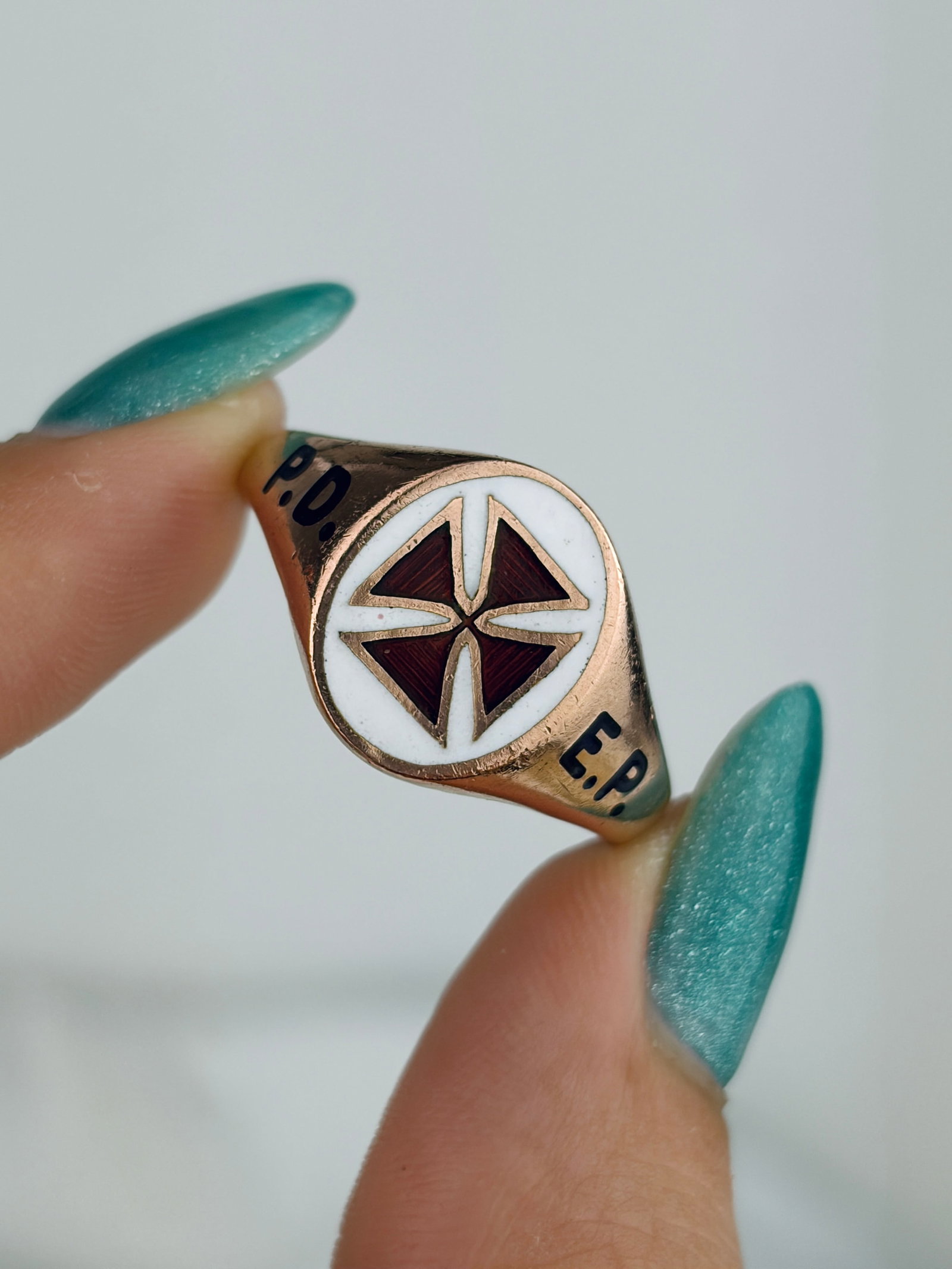 Vintage 9ct Gold Masonic Knights Templar Signet Ring - 5