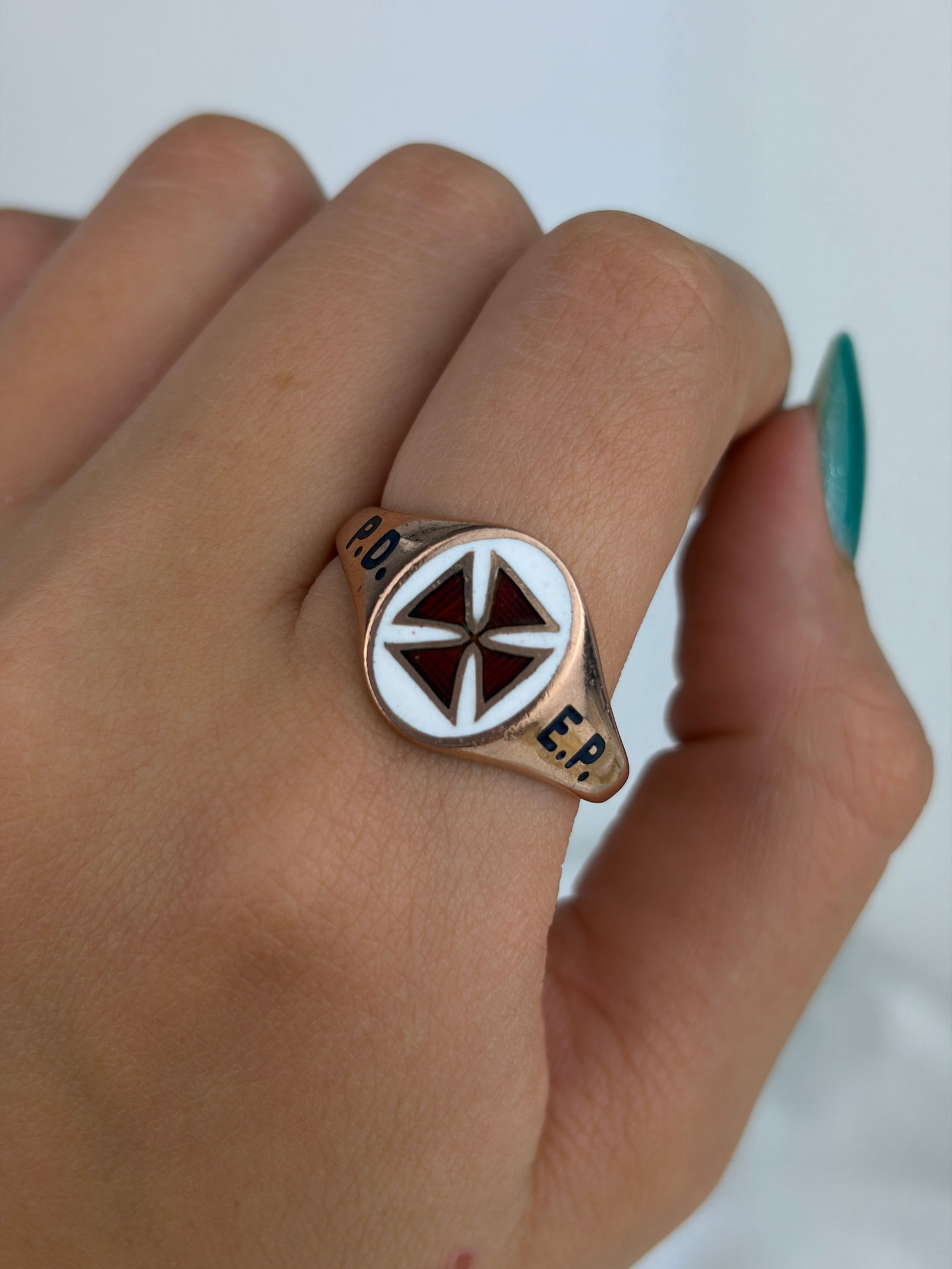 Vintage 9ct Gold Masonic Knights Templar Signet Ring - 8
