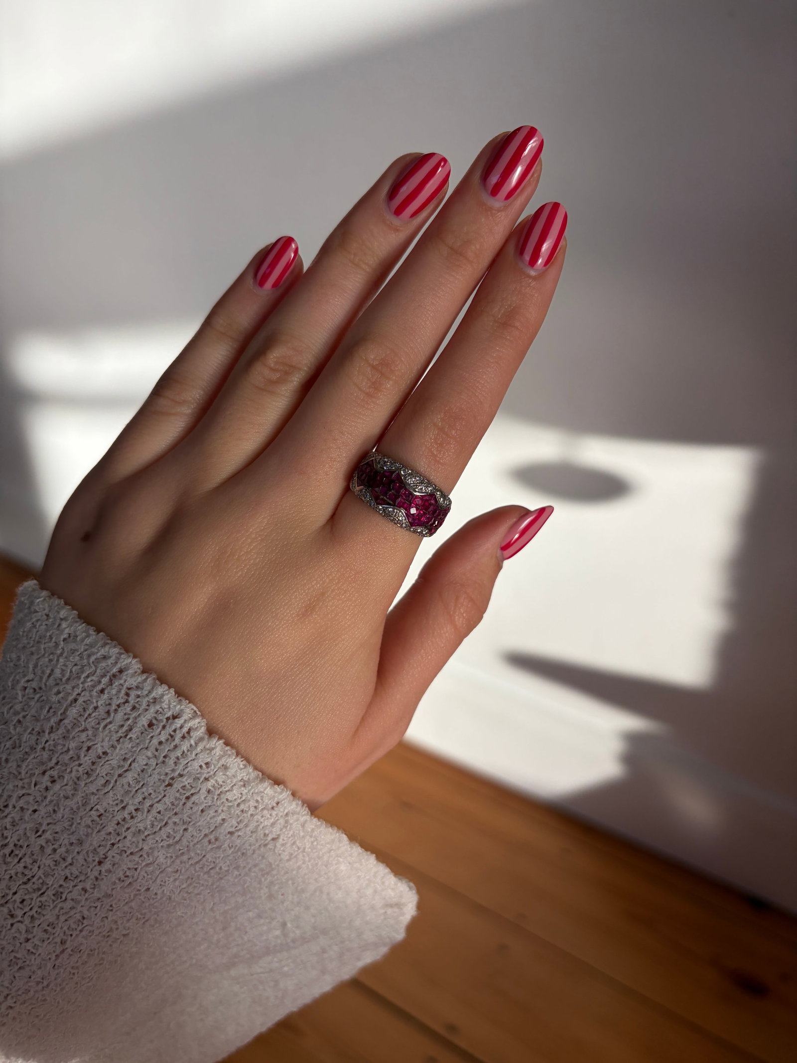 heavy 18ct white gold ruby and diamond ring - 10