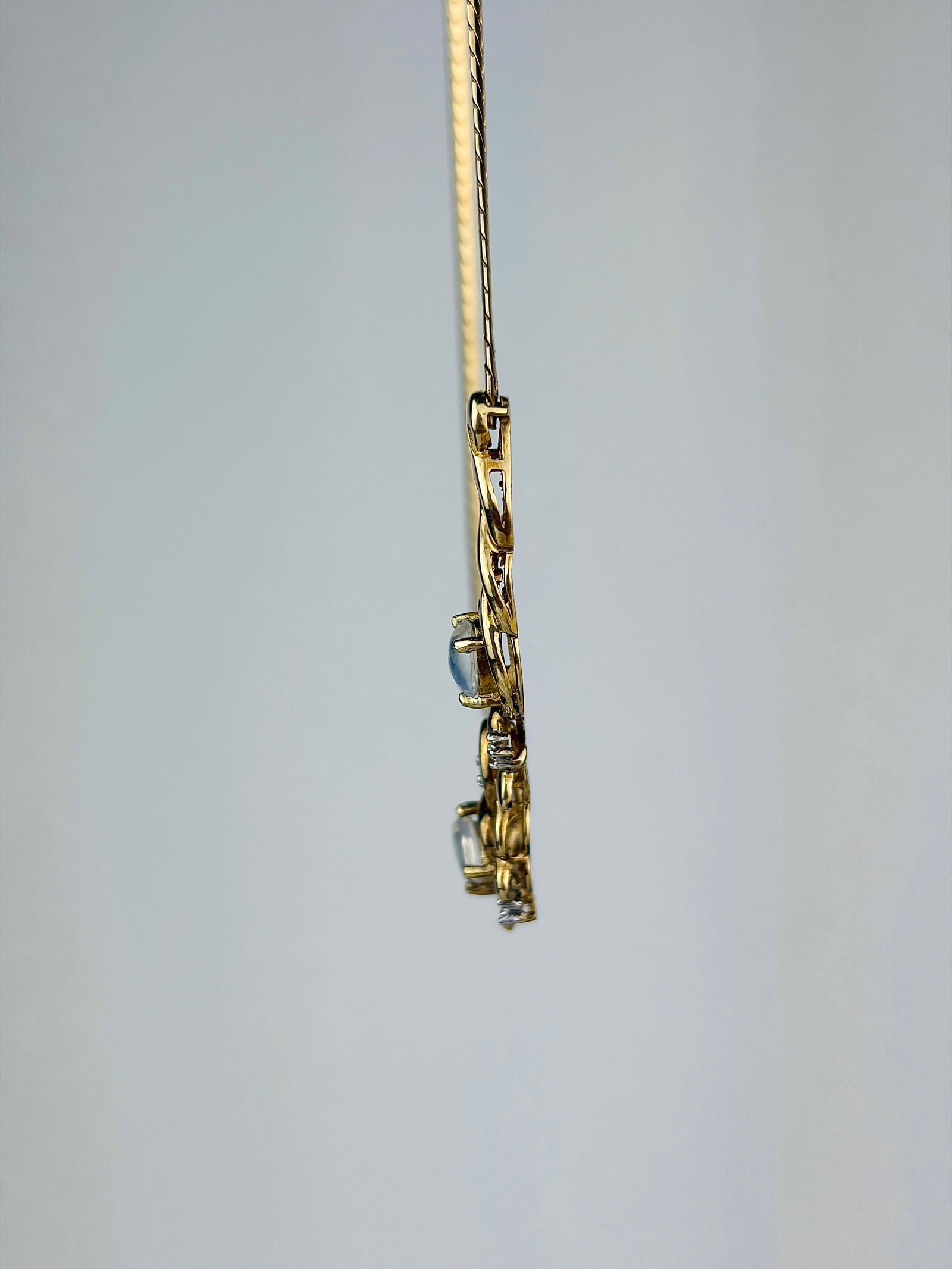 moonstone and diamond 9ct gold necklace - 2