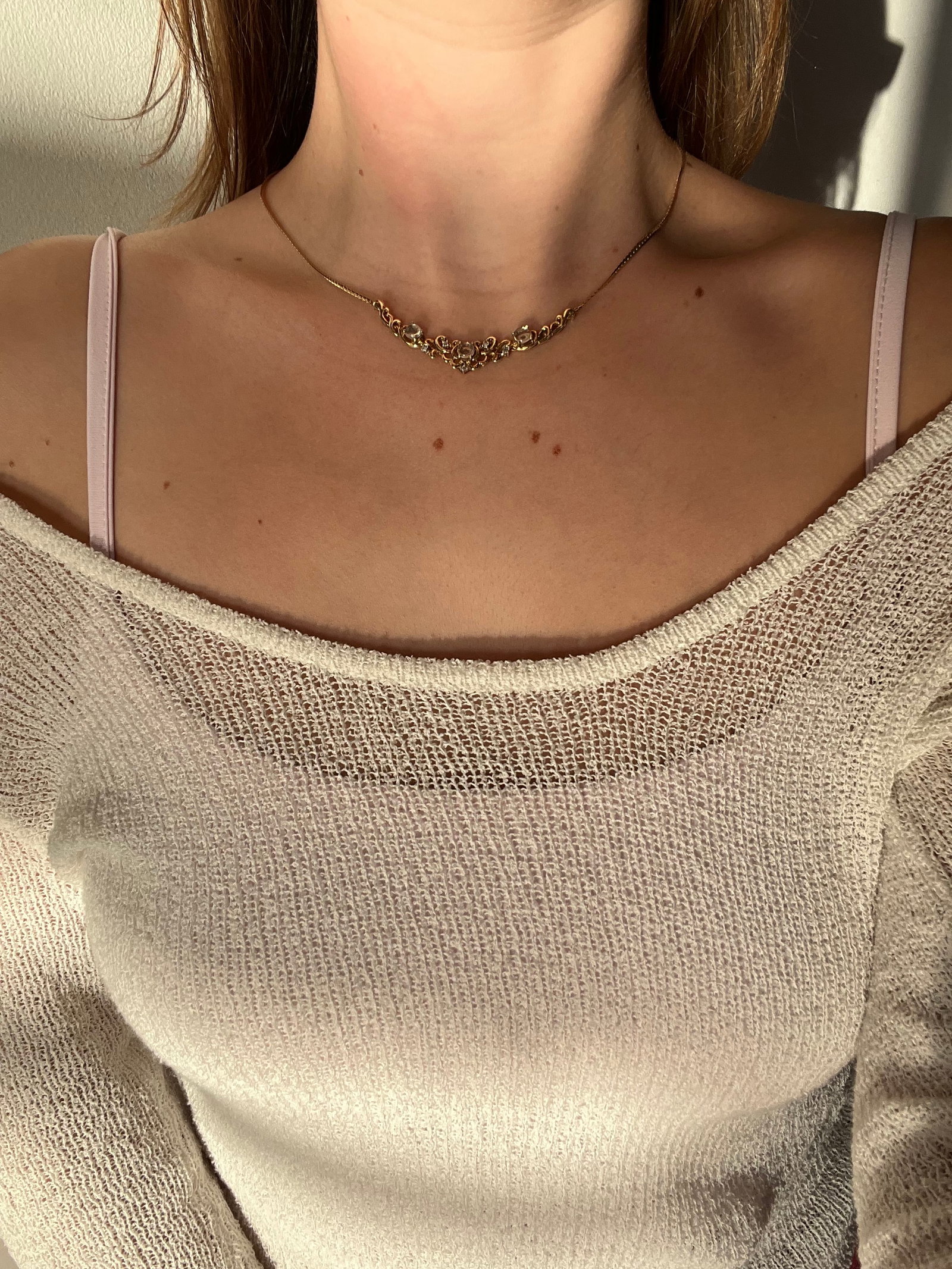 moonstone and diamond 9ct gold necklace - 6