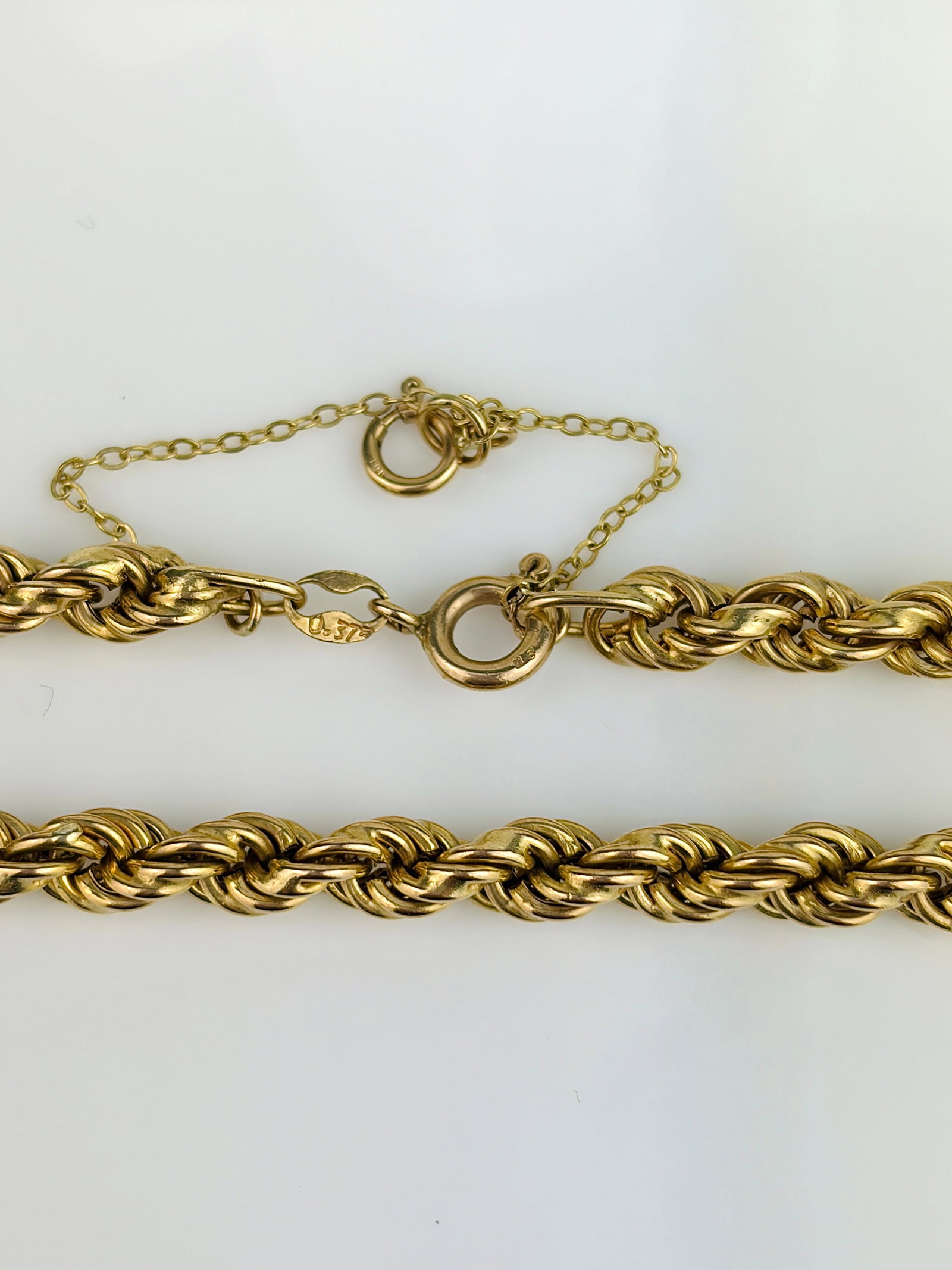 VINTAGE 9CT YELLOW GOLD CHUNKY ROPE TWIST CHAIN NECKLACE WITH SAFETY CHAIN - 3