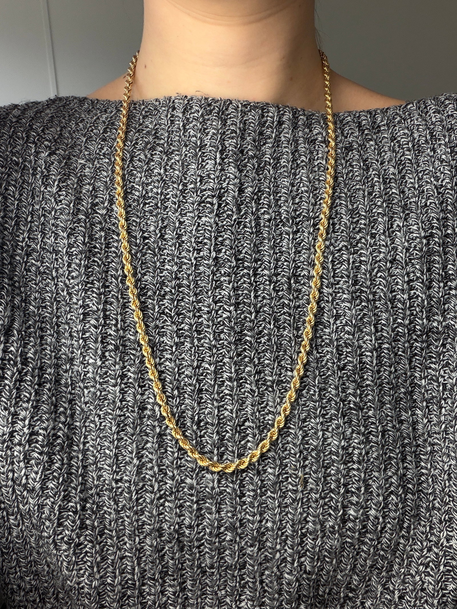 VINTAGE 9CT YELLOW GOLD CHUNKY ROPE TWIST CHAIN NECKLACE WITH SAFETY CHAIN - 5