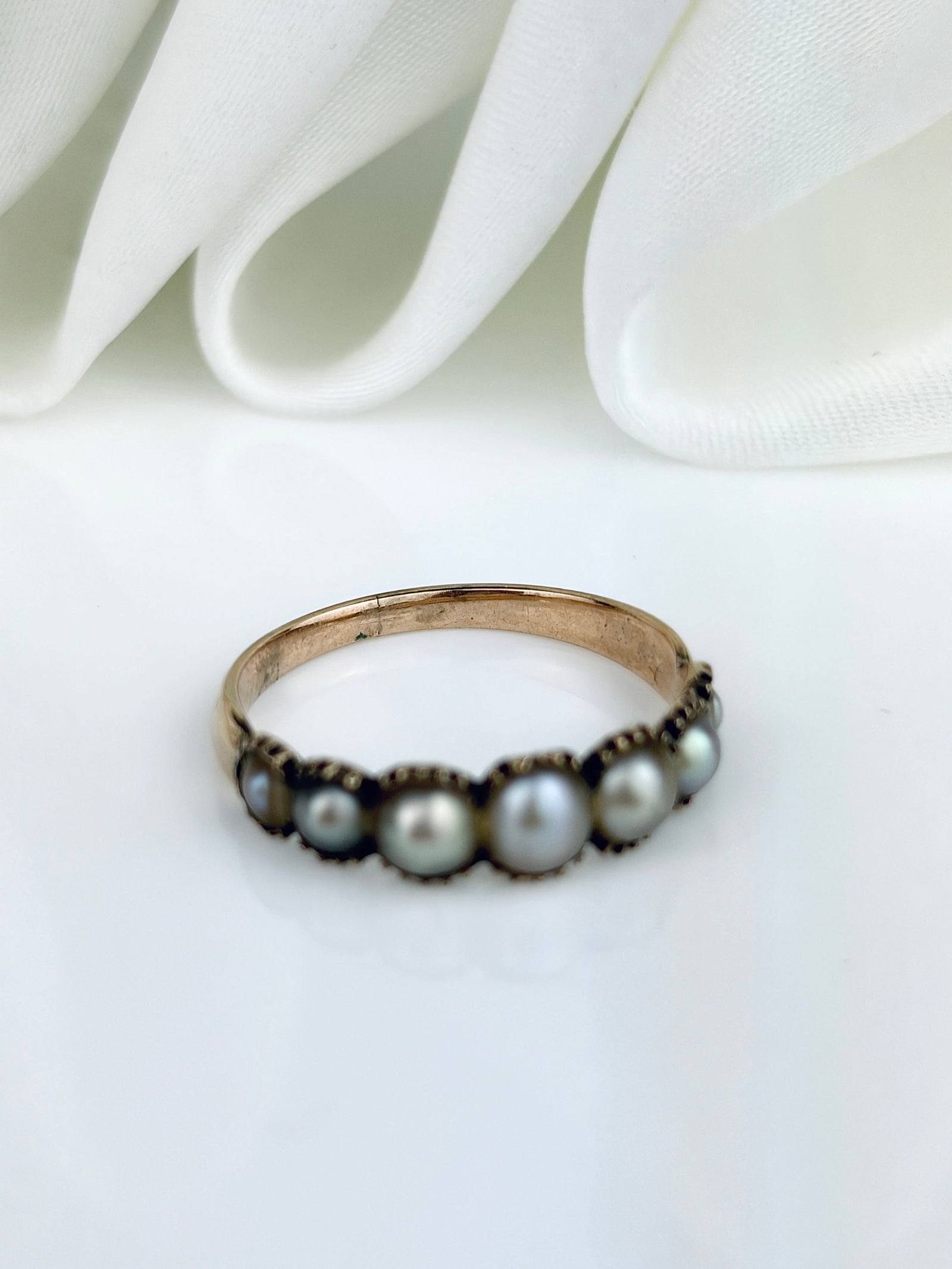 ANTIQUE GEORGIAN PEARL HALF HOOP RING IN GOLD - 4