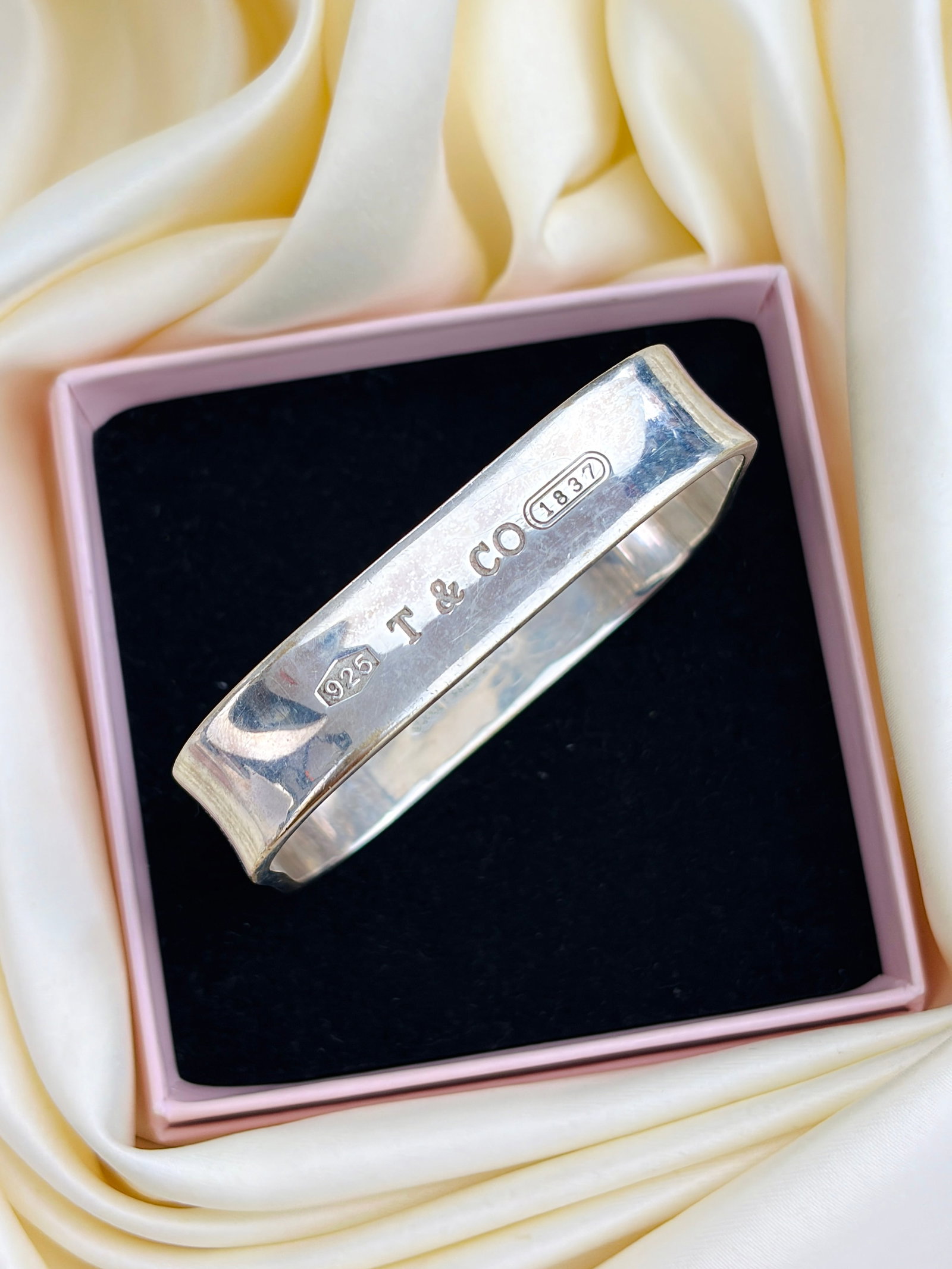 Vintage Sterling Silver Tiffany & Co Square Bangle Bracelet - 6