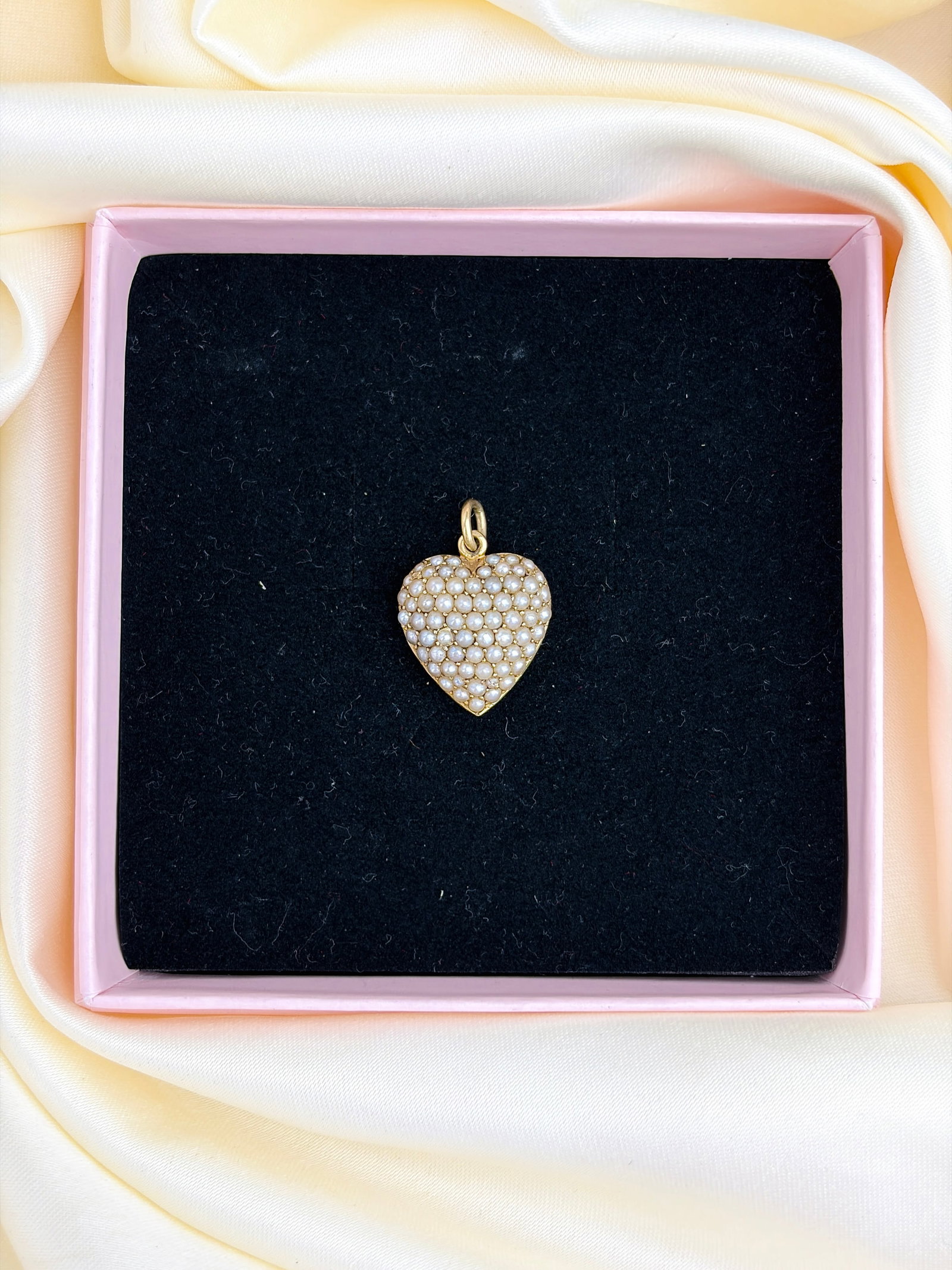 ANTIQUE 15CT YELLOW GOLD PEARL HEART PENDANT - 8