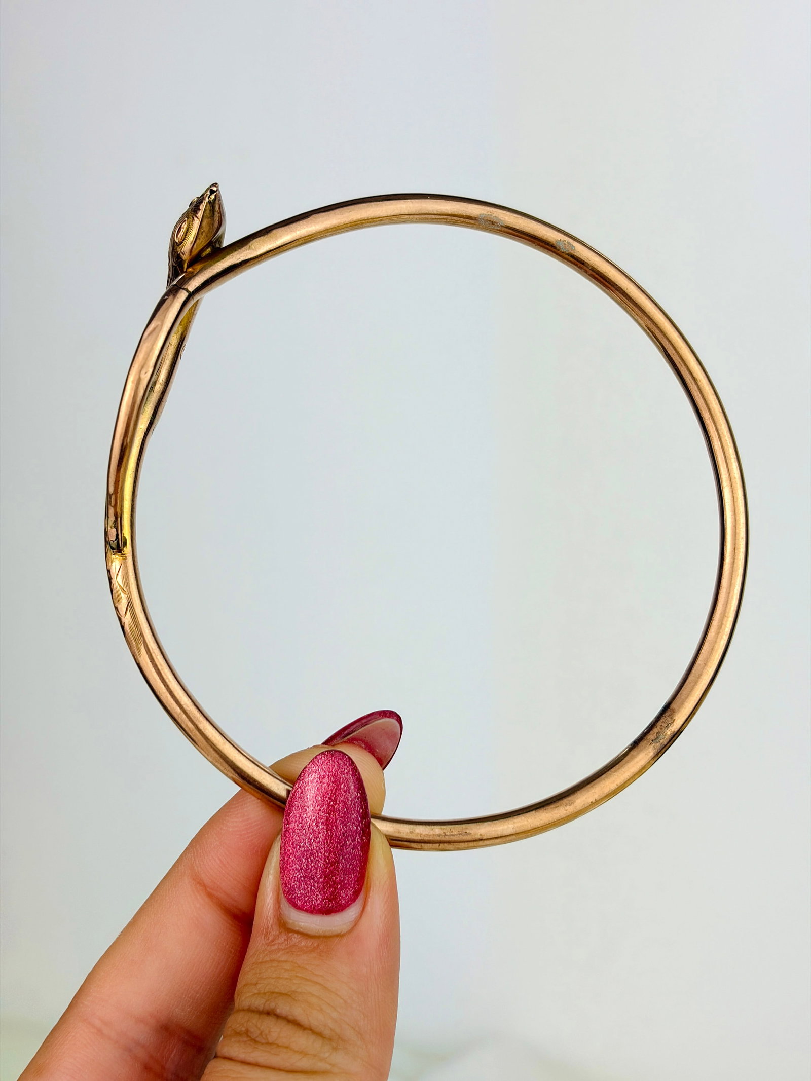 ANTIQUE 9CT GOLD WIDE SNAKE ARM BANGLE/ BRACELET - 2