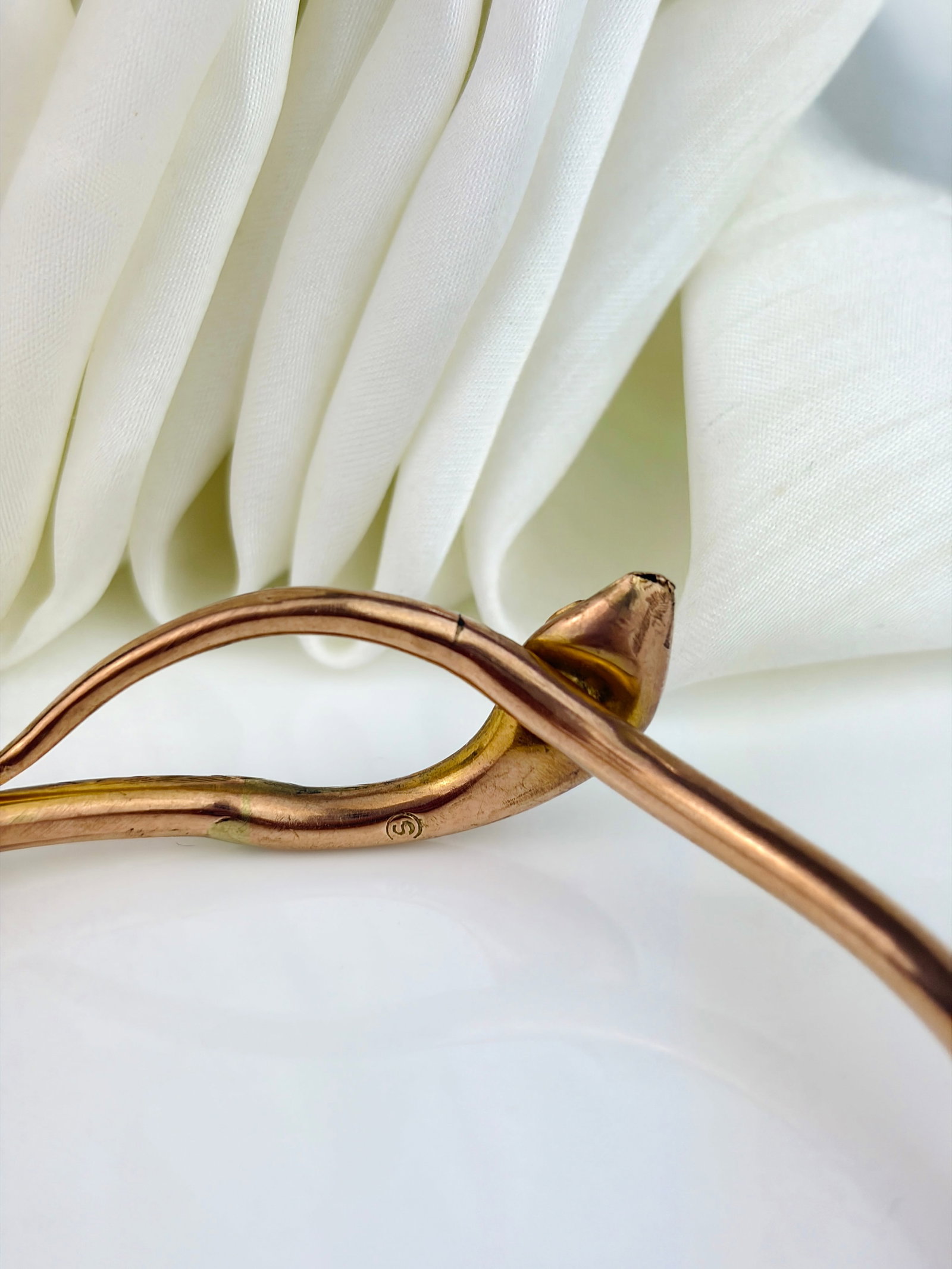 ANTIQUE 9CT GOLD WIDE SNAKE ARM BANGLE/ BRACELET - 3