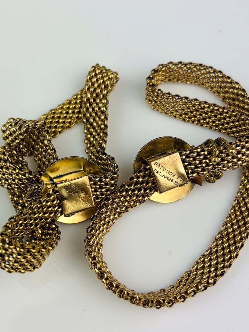 2X ANTIQUE YELLOW METAL BRACELETS - 3