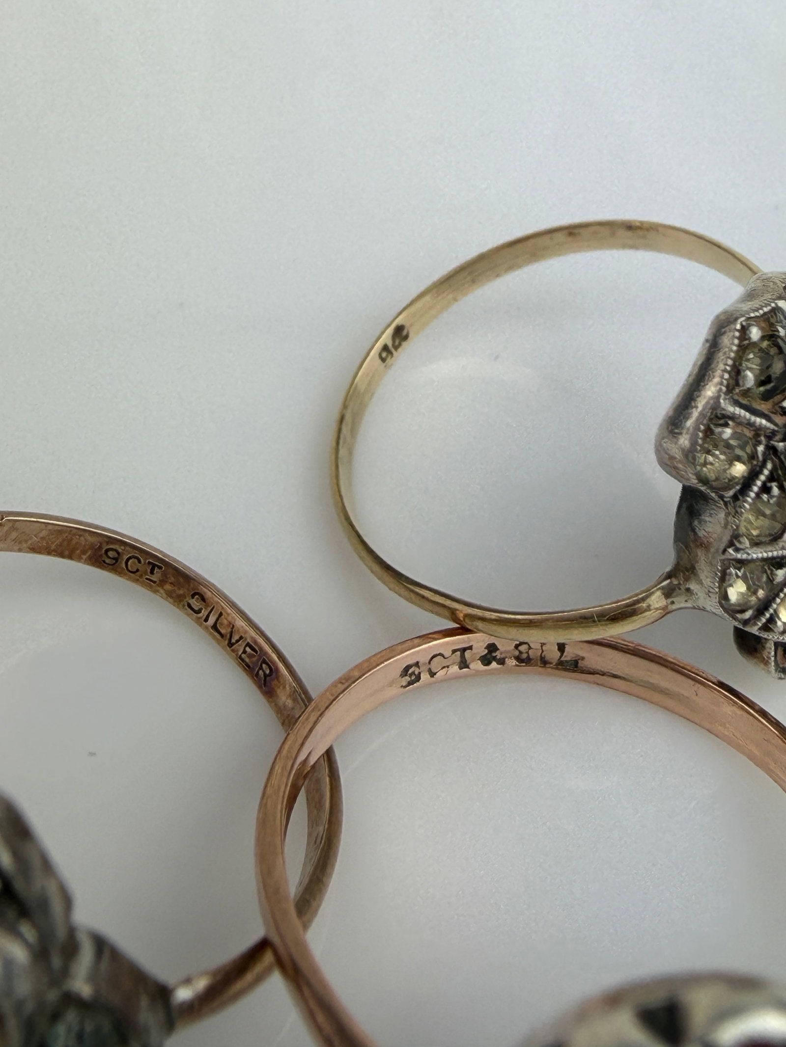 Mixed Lot - 3x 9ct Gold and Silver Gemstone Rings - 3