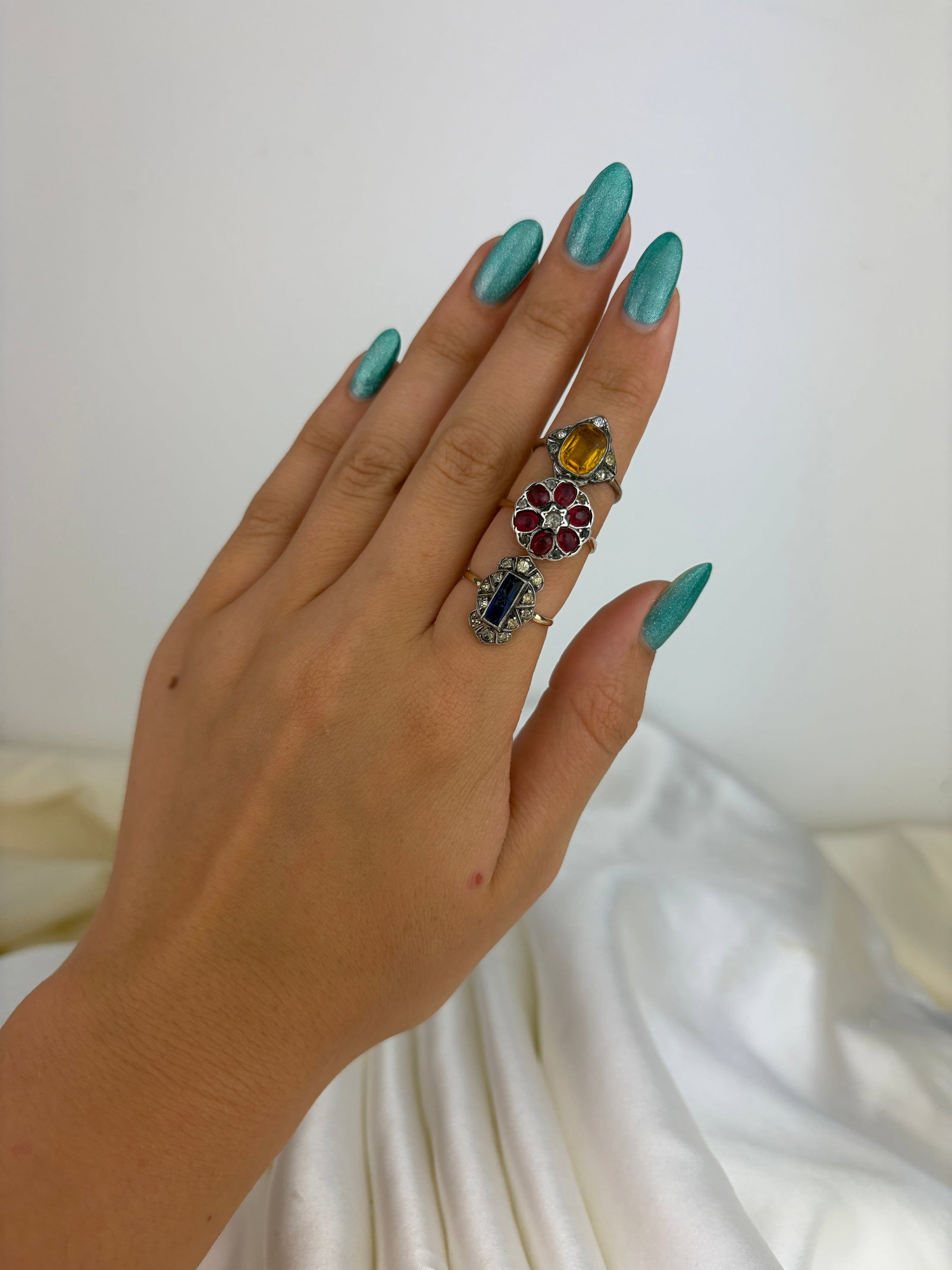 Mixed Lot - 3x 9ct Gold and Silver Gemstone Rings - 4