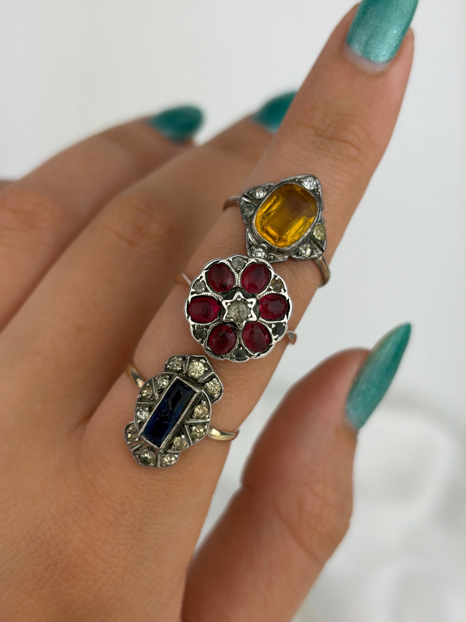 Mixed Lot - 3x 9ct Gold and Silver Gemstone Rings - 5