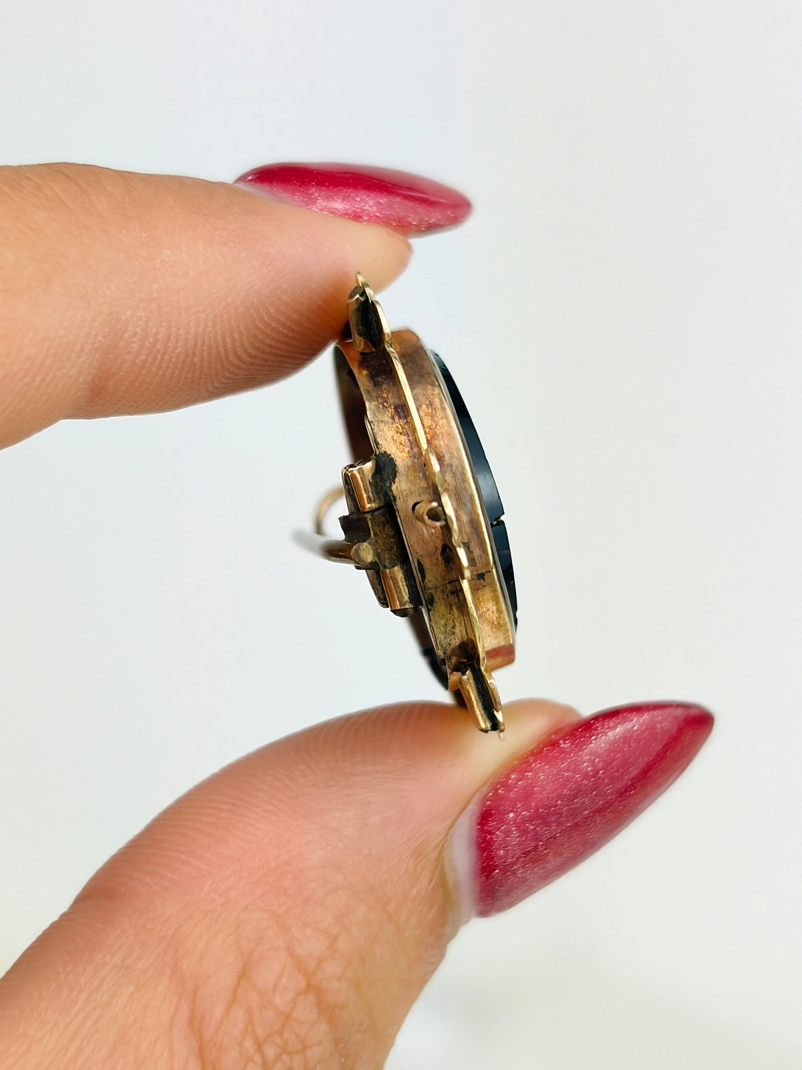 ANTIQUE 9CT GOLD MICRO MOSIAC GOLD BROOCH - 2