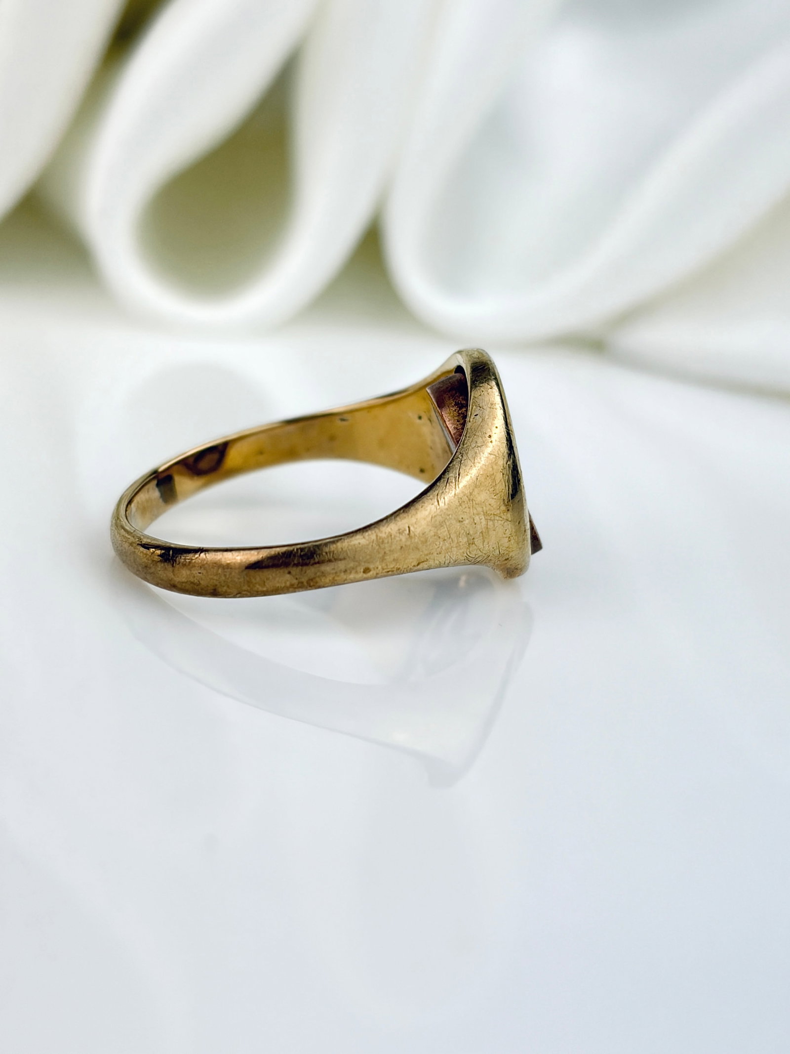 Vintage 9ct Gold Enamel/Monogram Swivel Masonic Signet Ring - 4