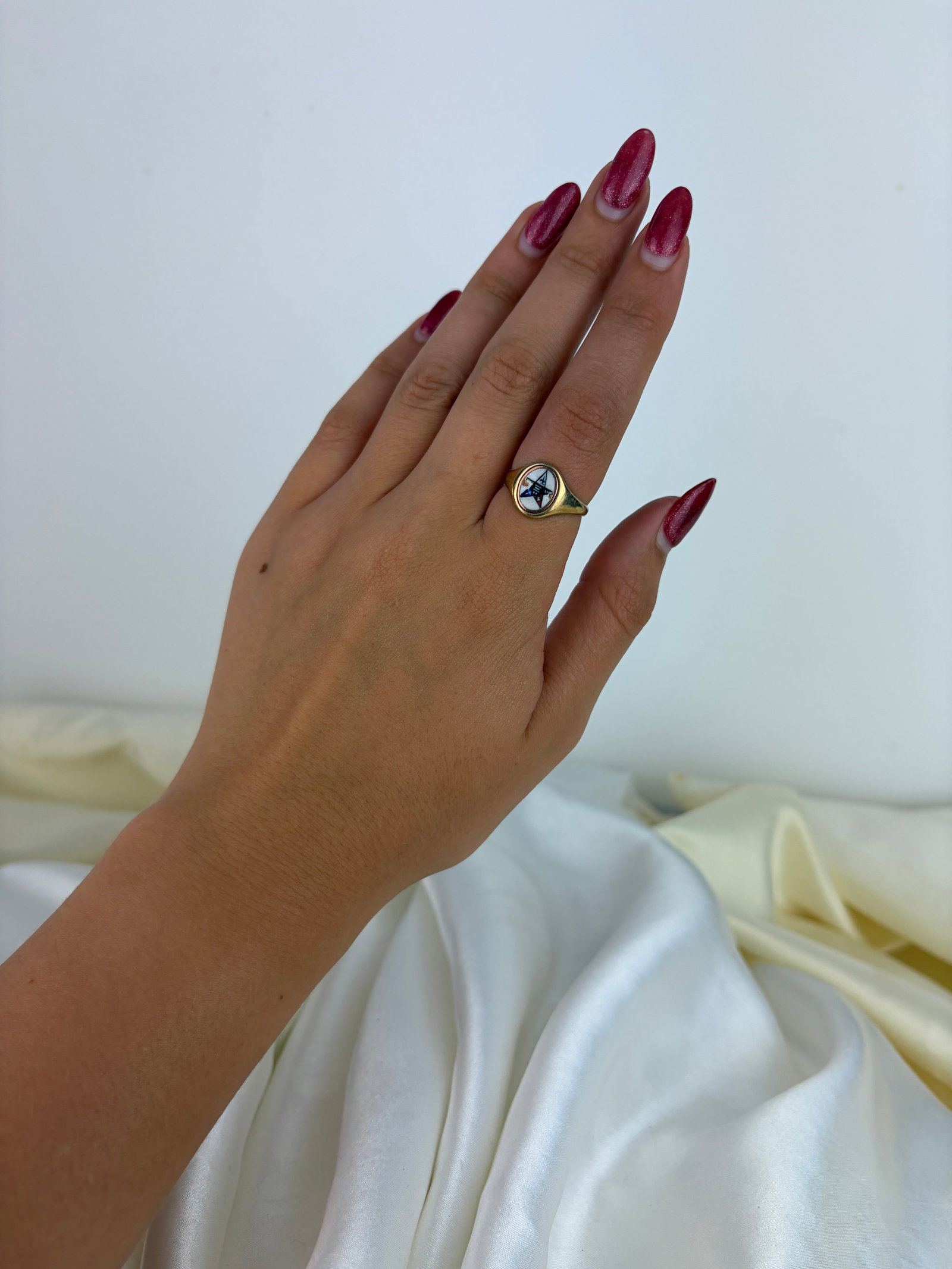 Vintage 9ct Gold Enamel/Monogram Swivel Masonic Signet Ring - 9