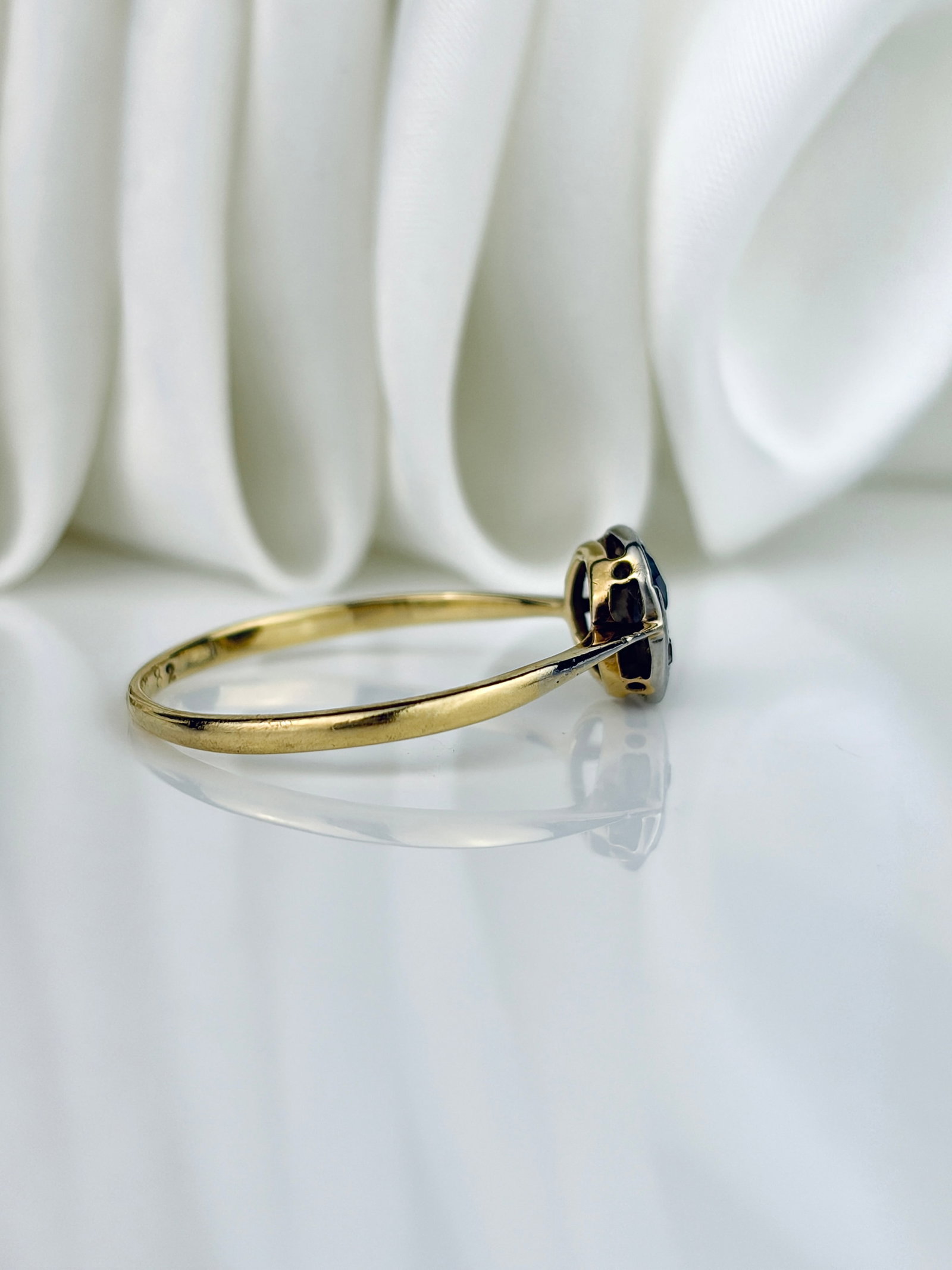 Art Deco Era 18ct and Platinum Sapphire and Diamond Panel Ring - 2