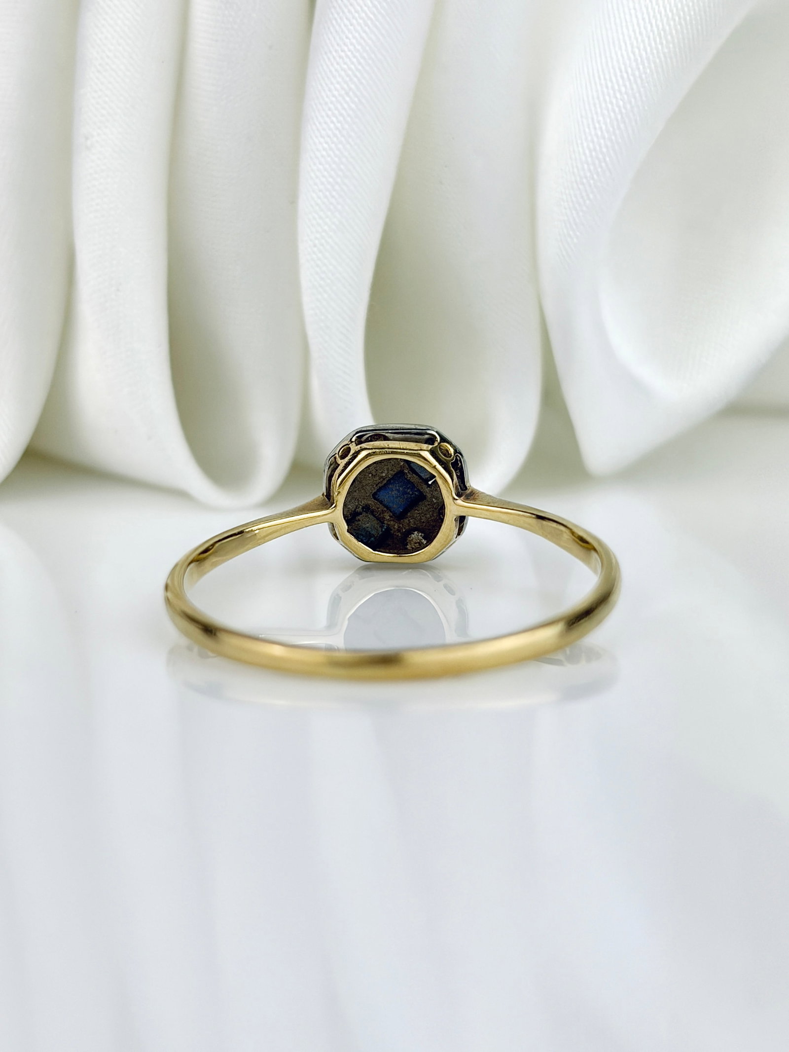 Art Deco Era 18ct and Platinum Sapphire and Diamond Panel Ring - 3