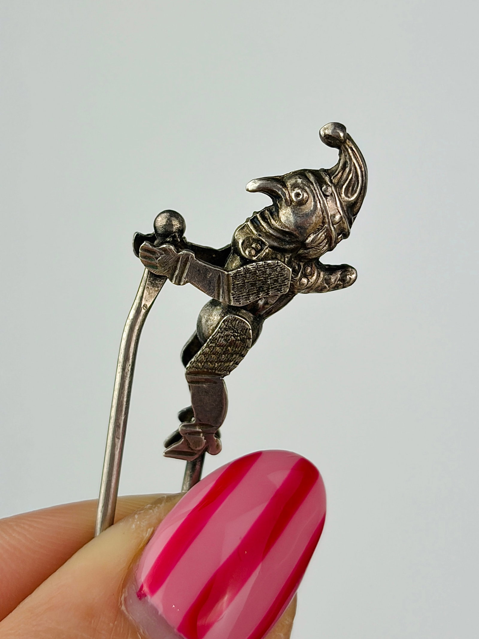 Funny antique silver "punch" charm / pendant - 2