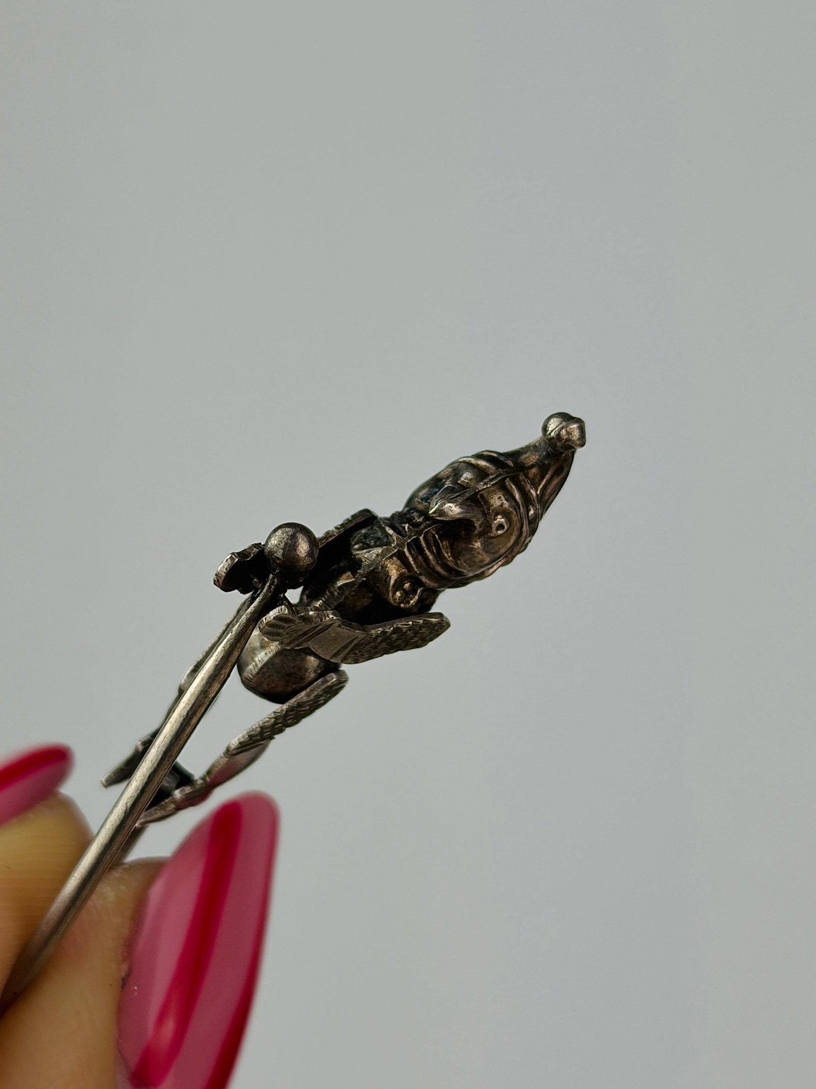 Funny antique silver "punch" charm / pendant - 3