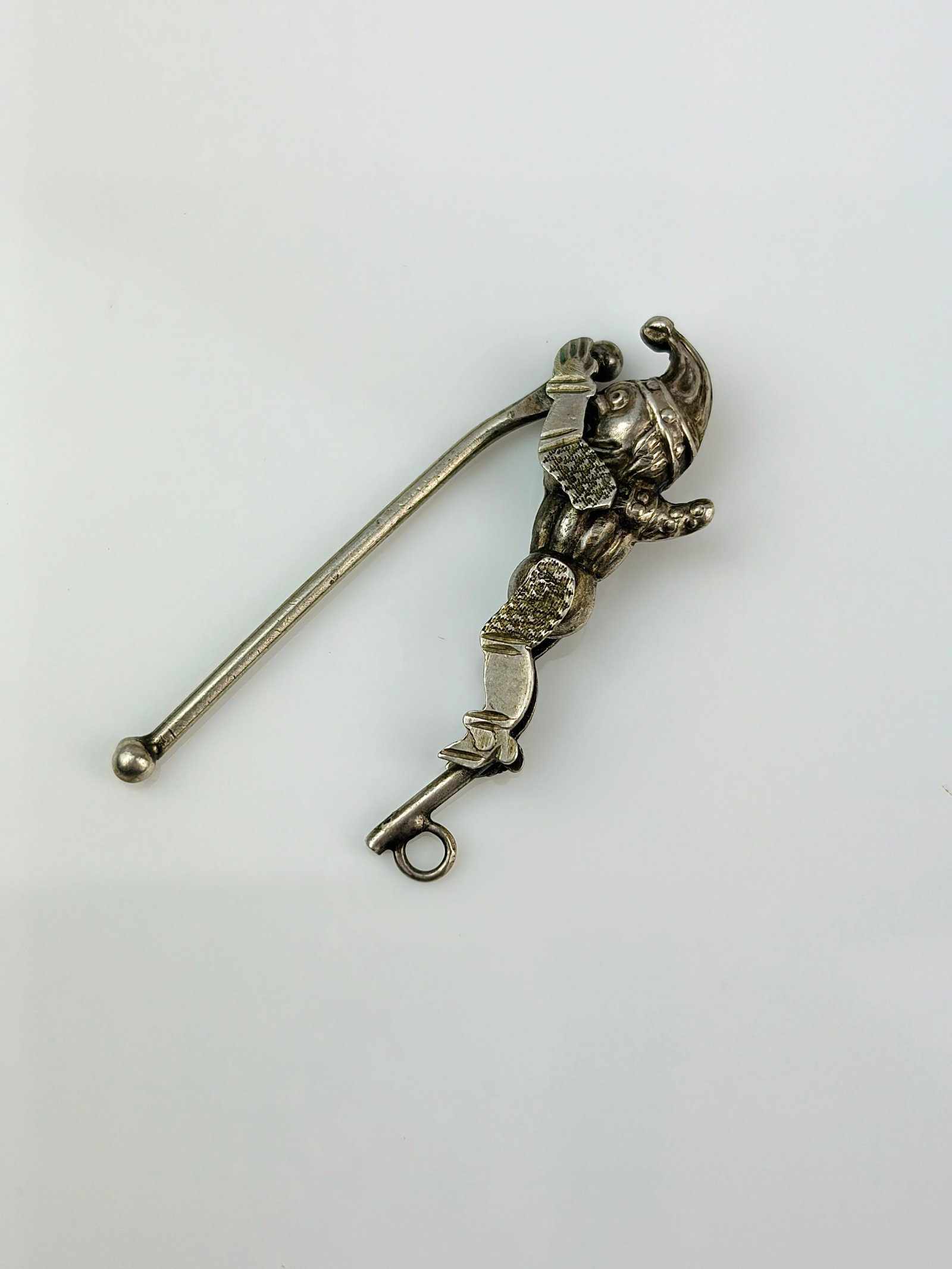 Funny antique silver "punch" charm / pendant - 4