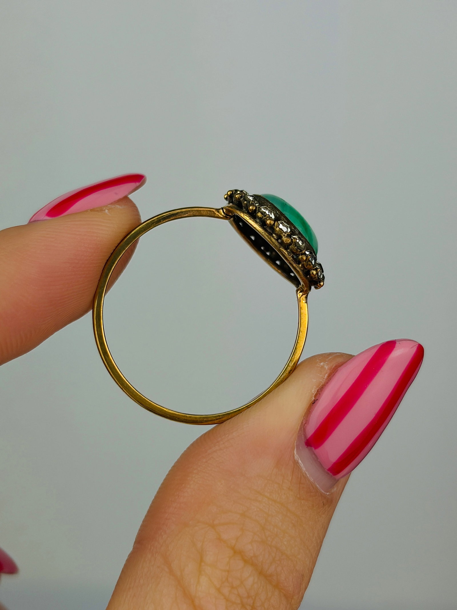 antique 9ct gold cluster ring - 6