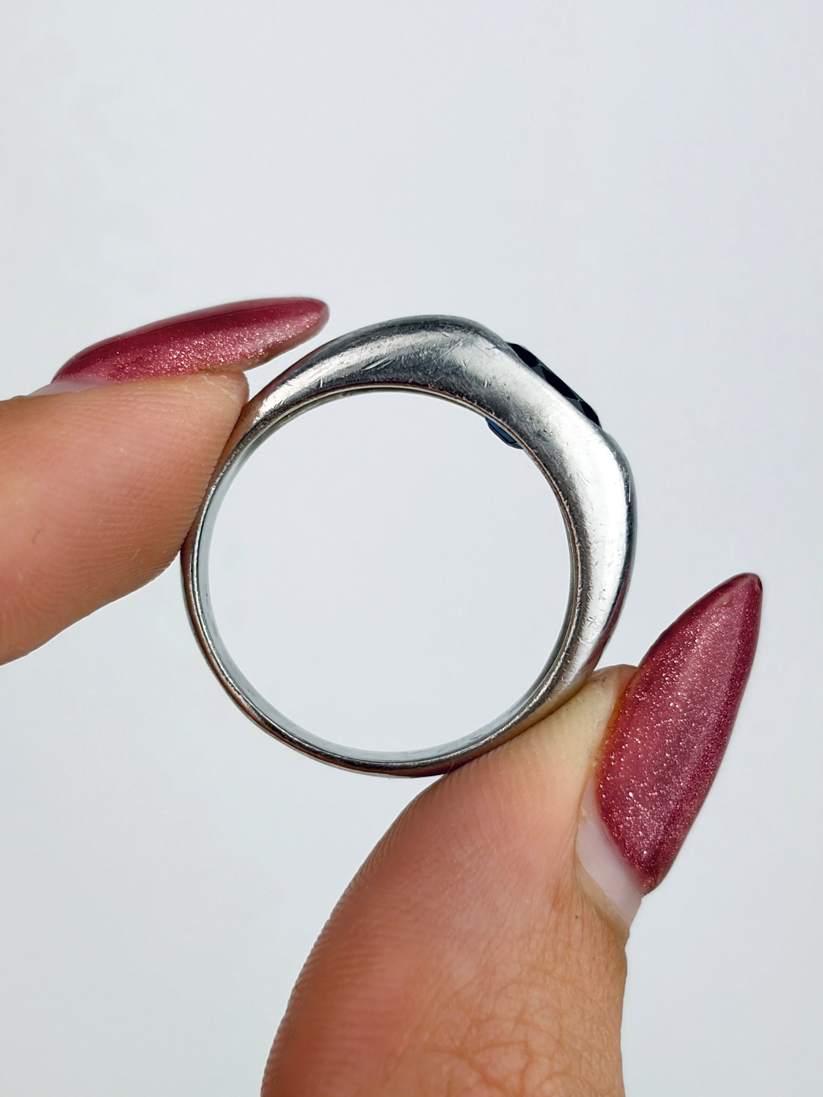 Wonderful Platinum Chunky East West Sapphire Ring - 6