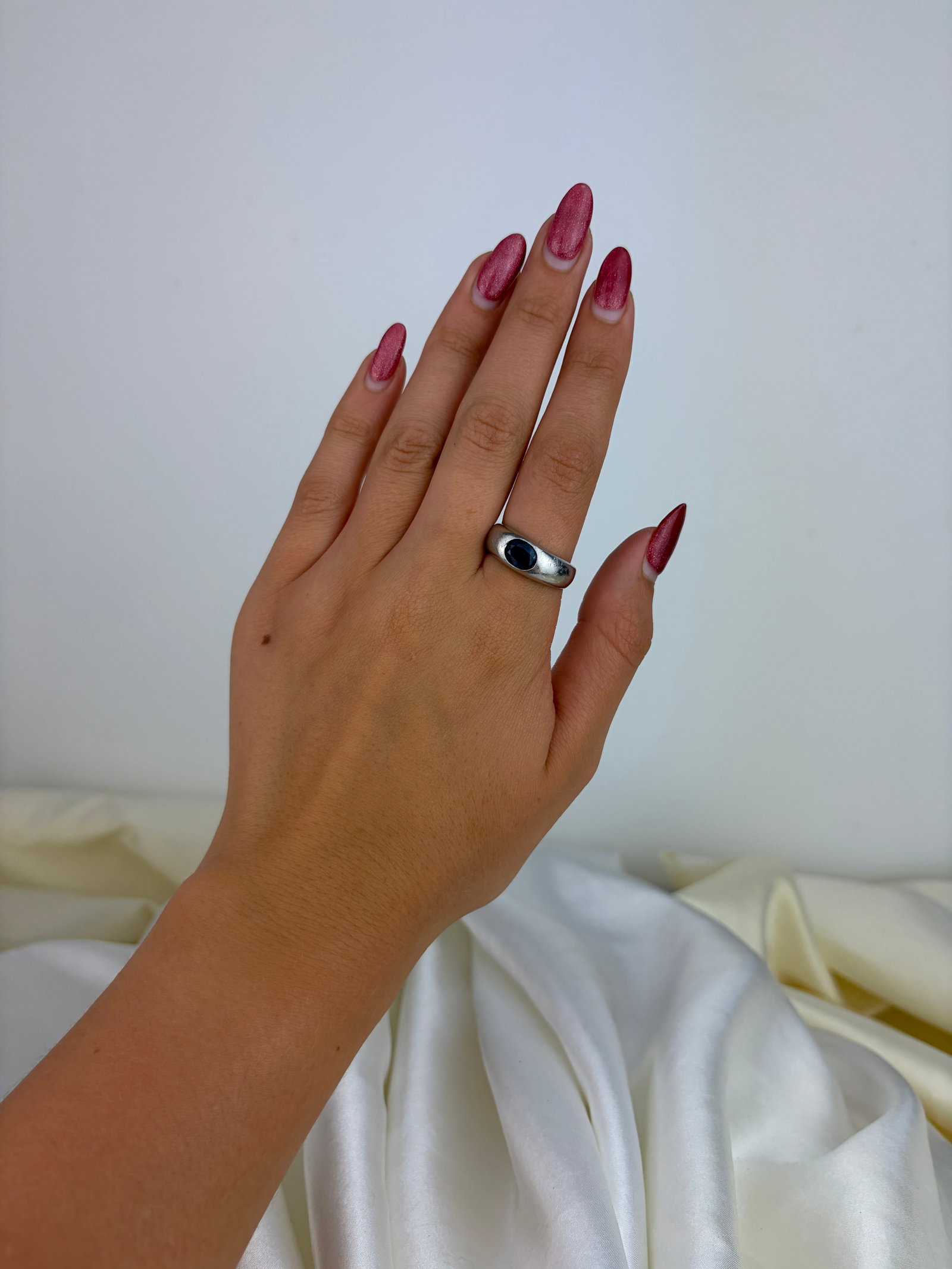 Wonderful Platinum Chunky East West Sapphire Ring - 7