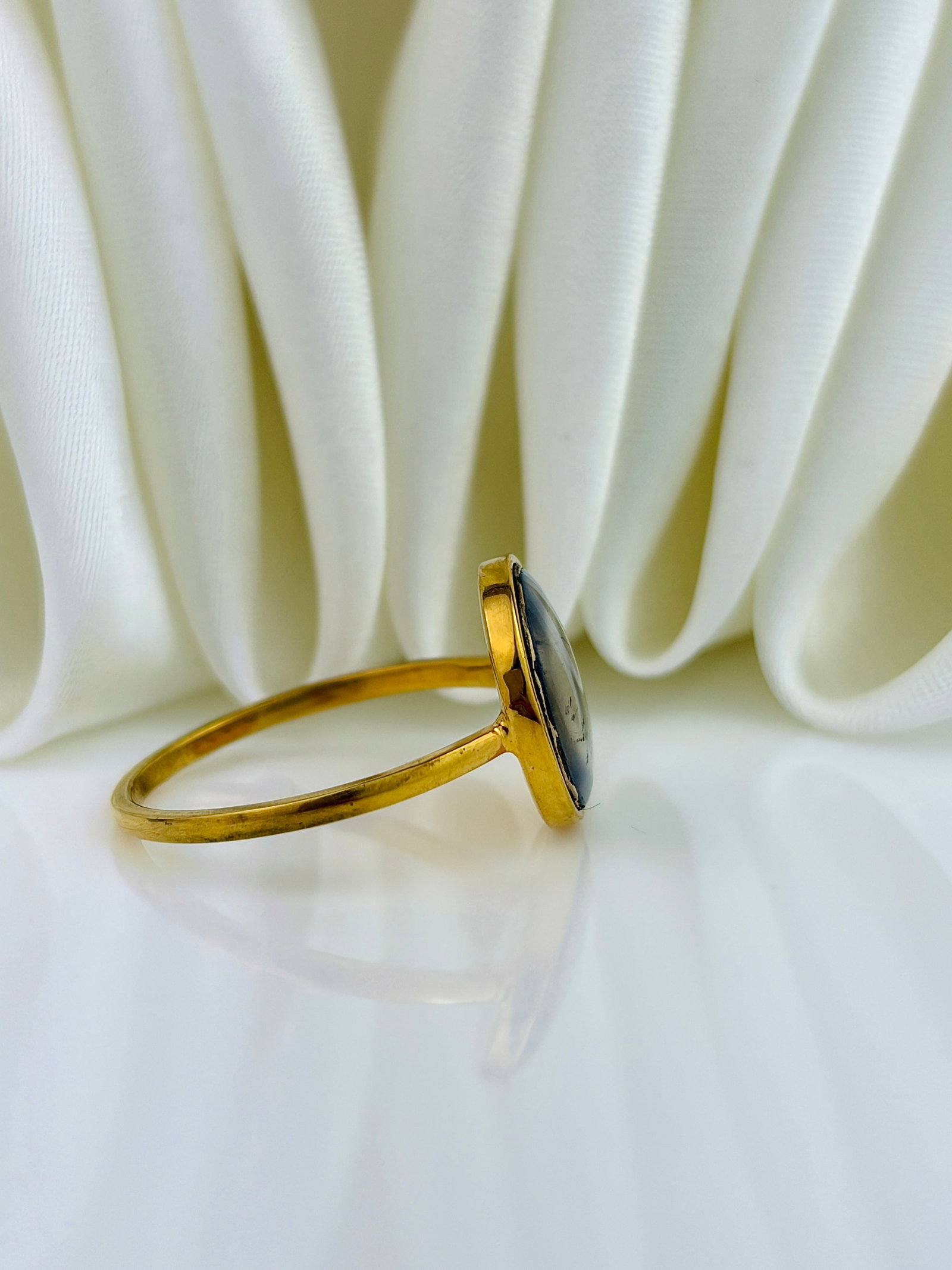 ANTIQUE ROUND LOCKET FRONT RING IN YELLOW GOLD - 2