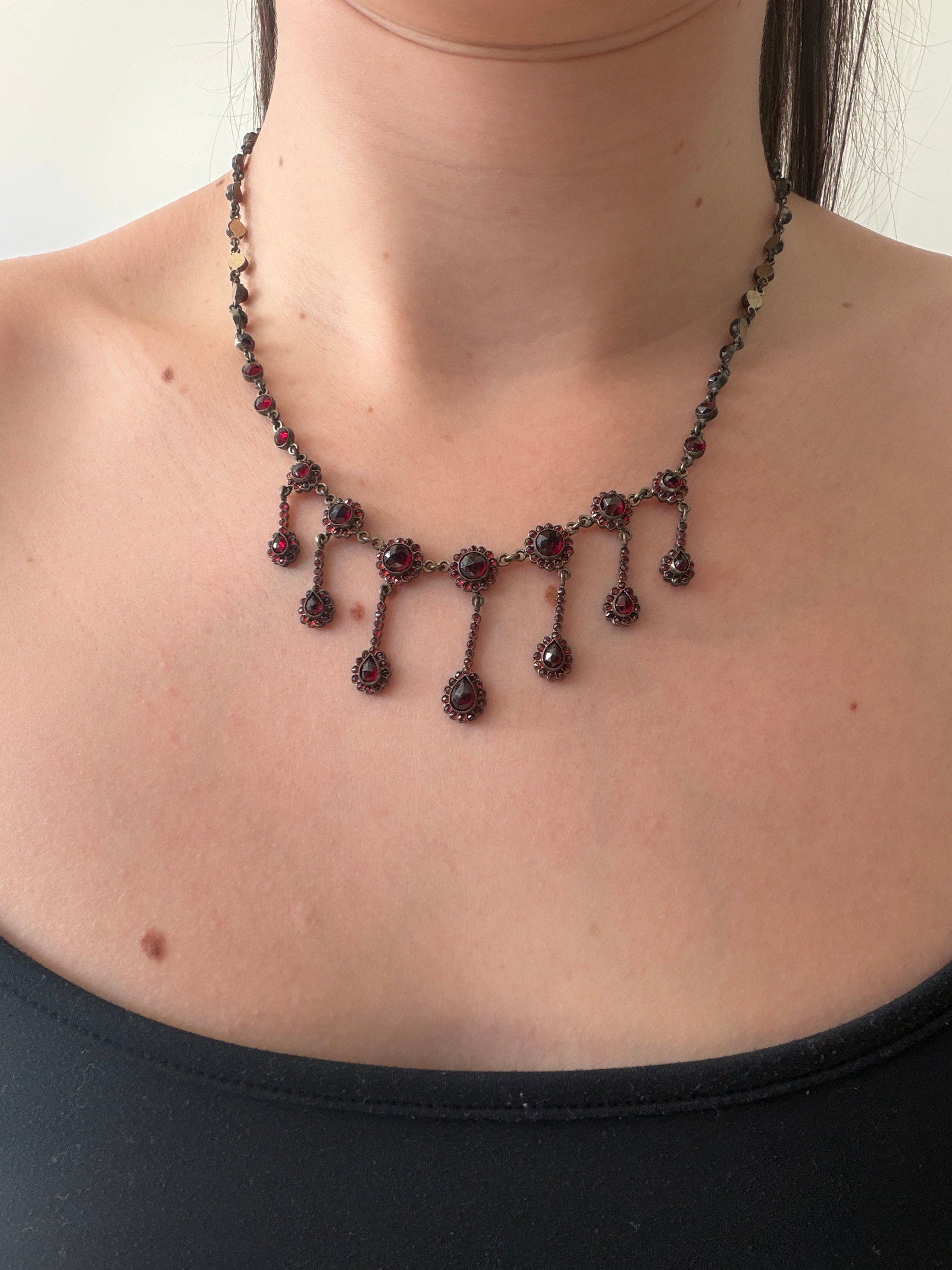 ANTIQUE BOHEMIAN GARNET DROP NECKLACE - 6
