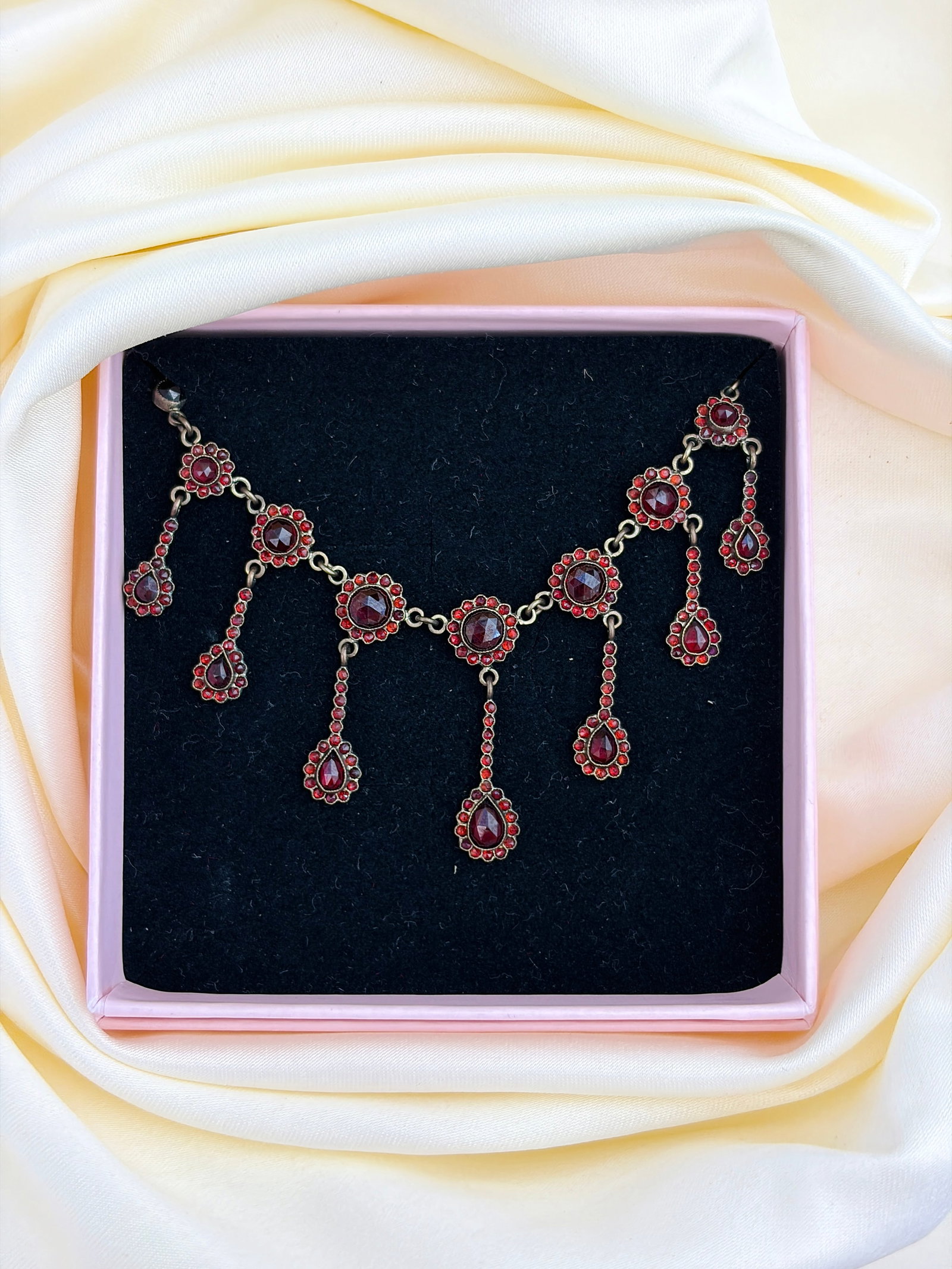 ANTIQUE BOHEMIAN GARNET DROP NECKLACE - 8