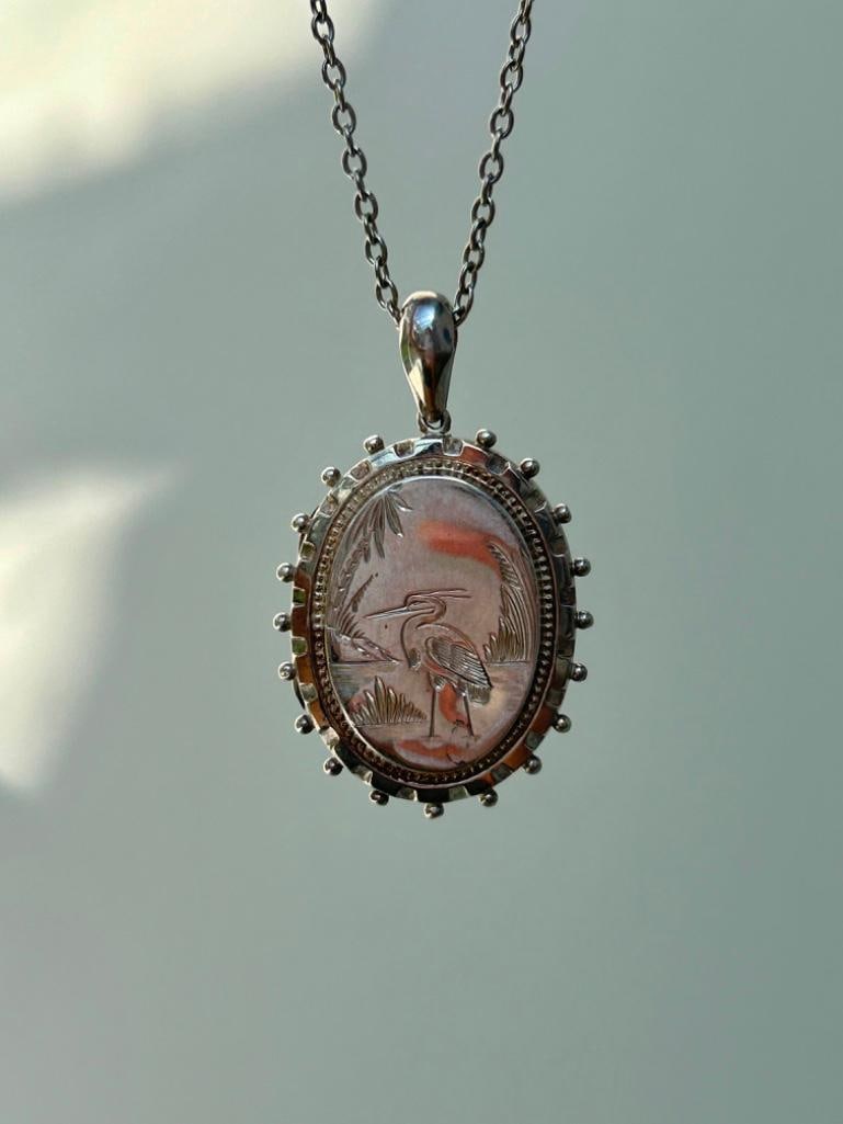 Victorian Era Aesthetic Silver Pendant on Chain - 3