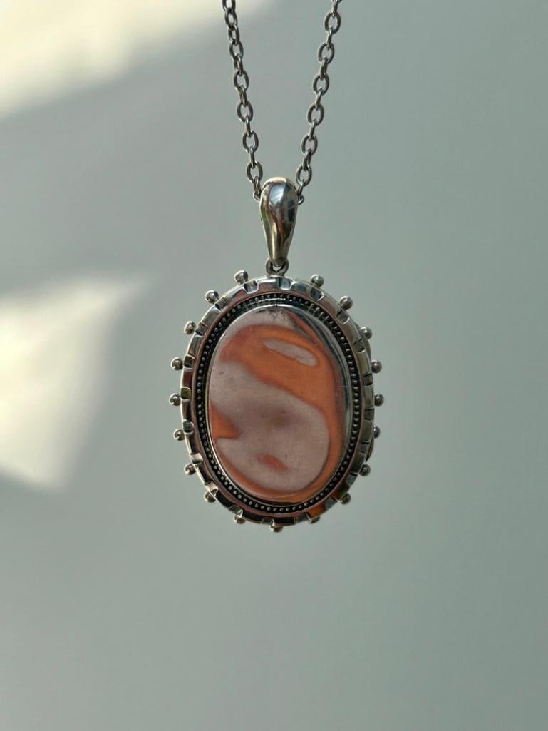 Victorian Era Aesthetic Silver Pendant on Chain - 4