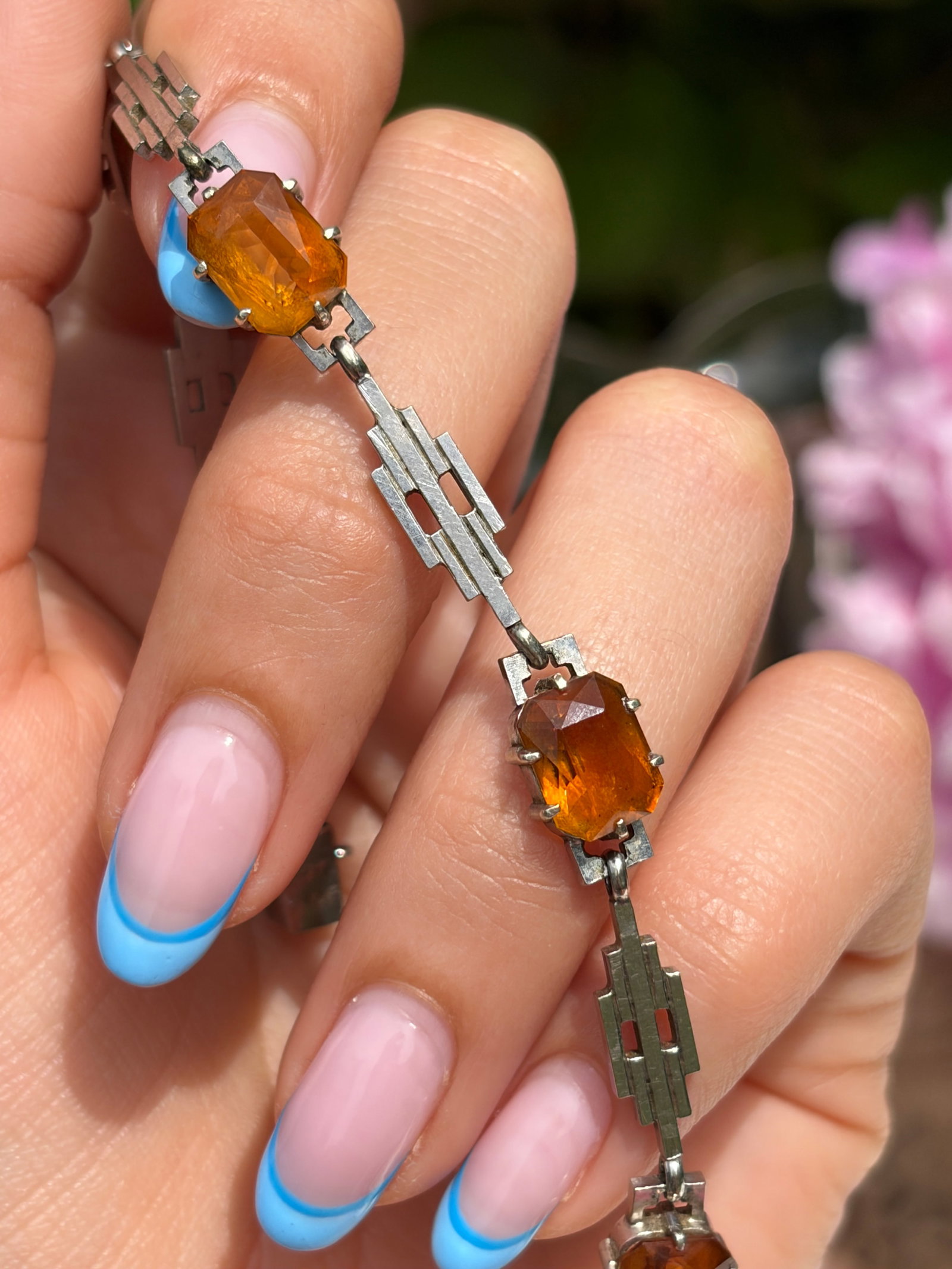ART DECO ERA 9CT WHITE GOLD AND CITRINE BRACELET - 11