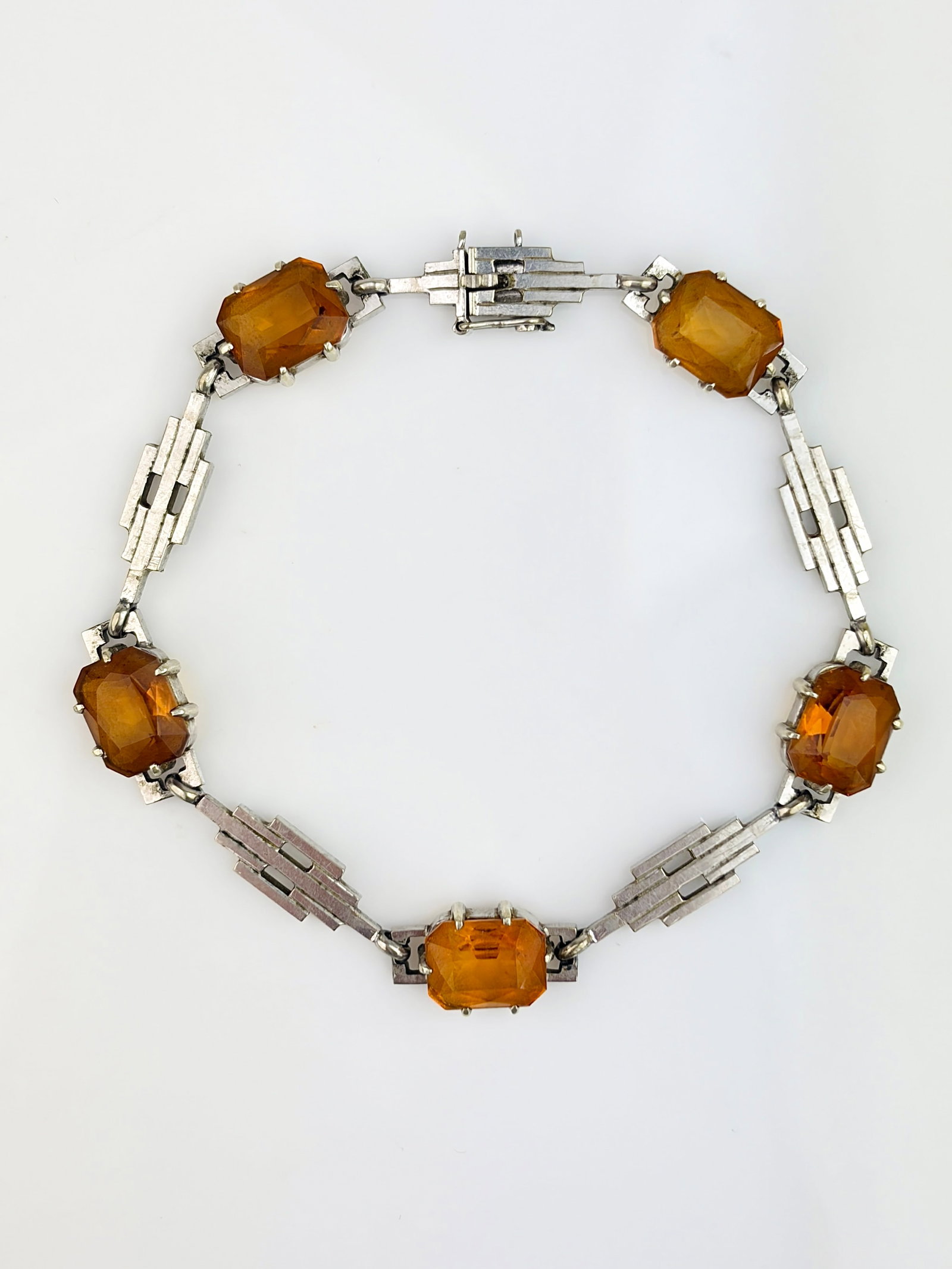 ART DECO ERA 9CT WHITE GOLD AND CITRINE BRACELET (1 of 11)