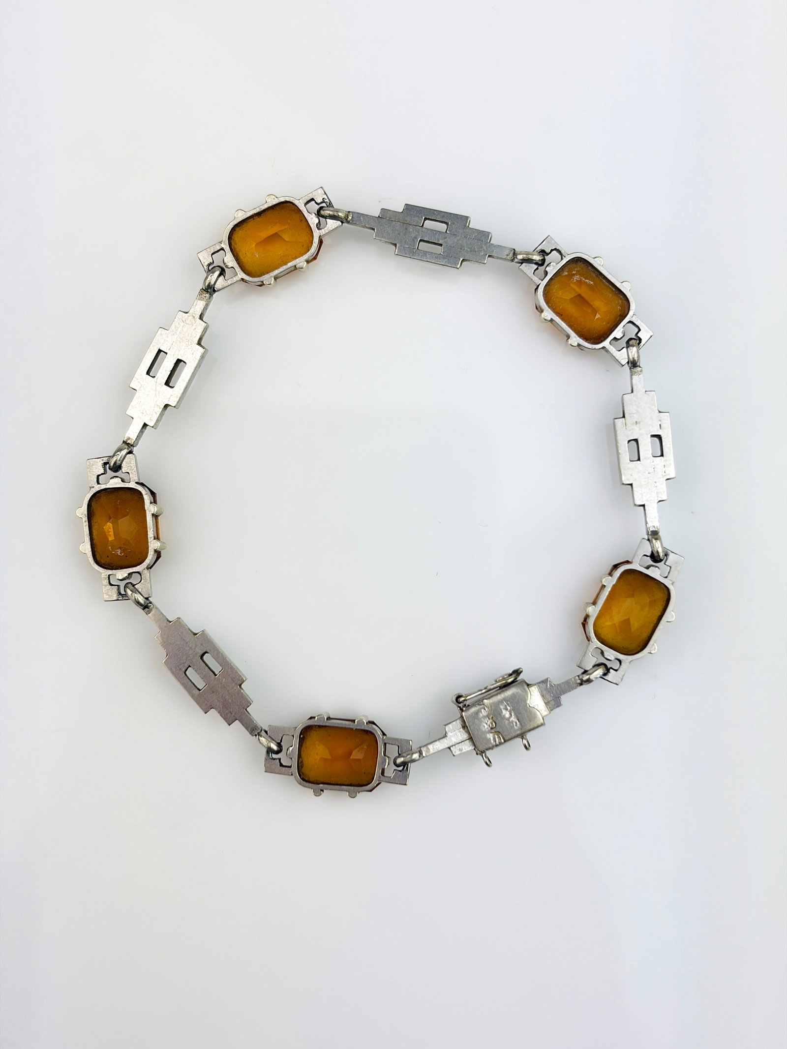 ART DECO ERA 9CT WHITE GOLD AND CITRINE BRACELET - 2