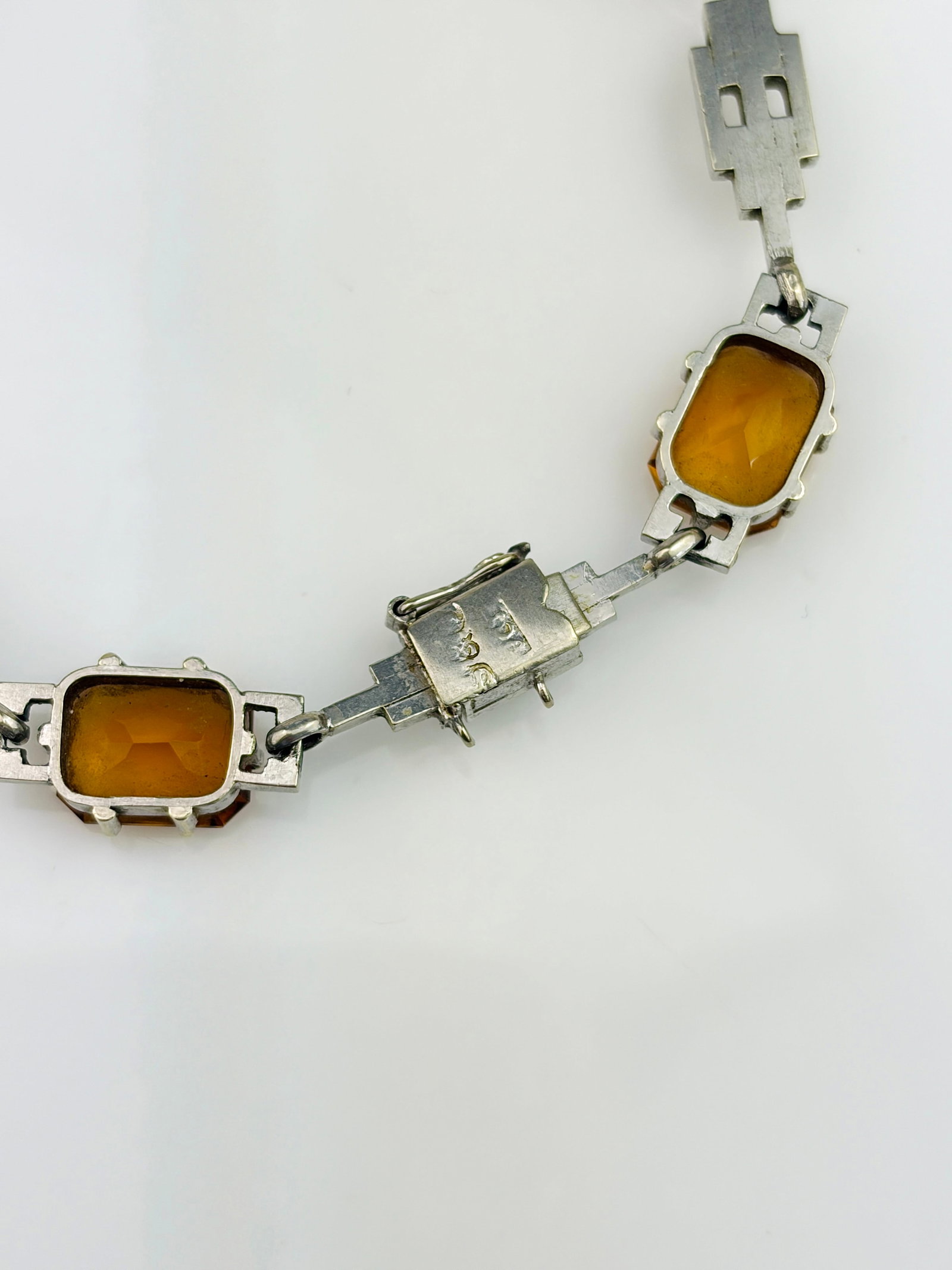 ART DECO ERA 9CT WHITE GOLD AND CITRINE BRACELET - 3