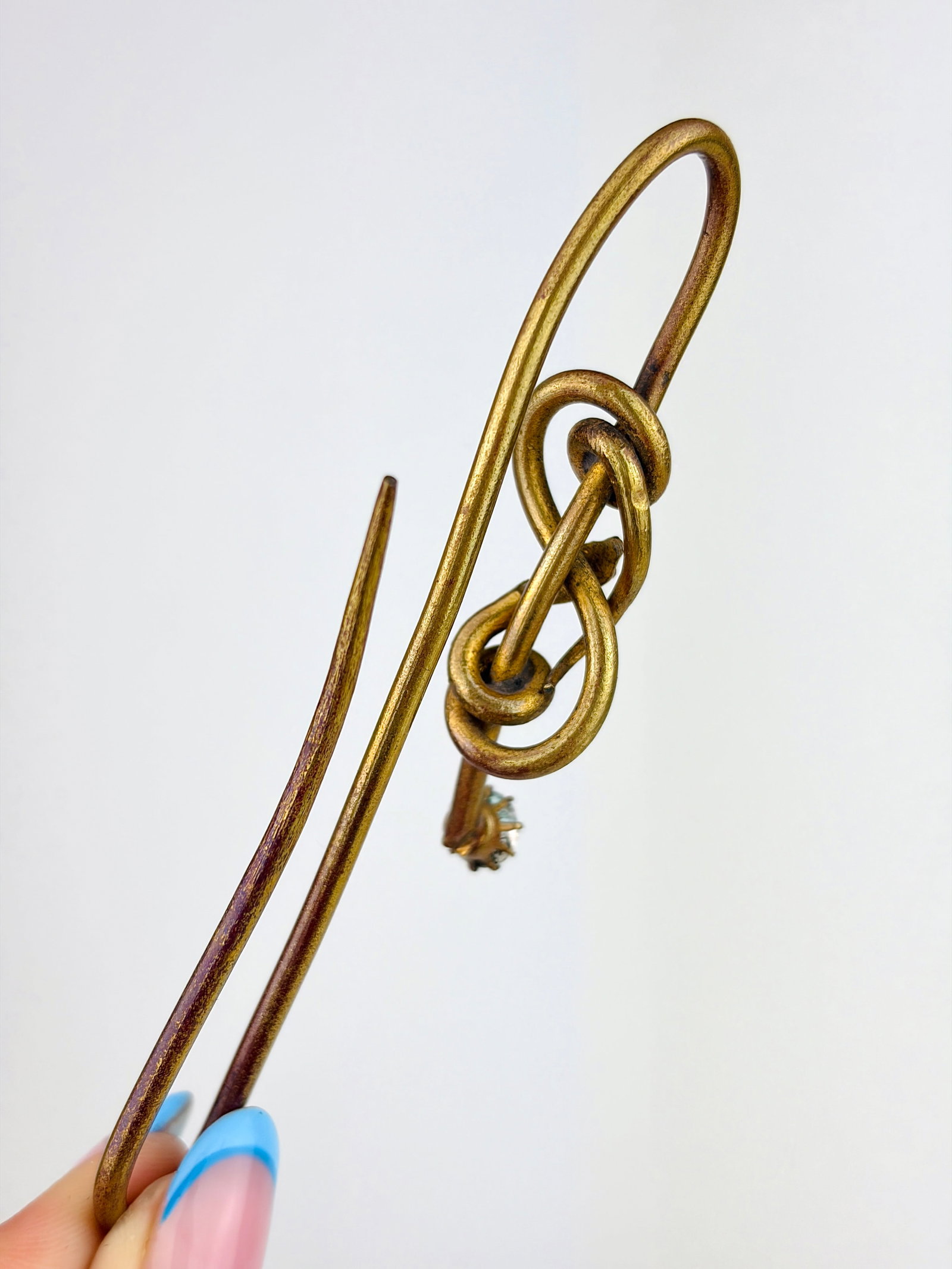 ANTIQUE PINCHBECK SNAKE SHAWL PIN WITH PASTE GEMS - 3