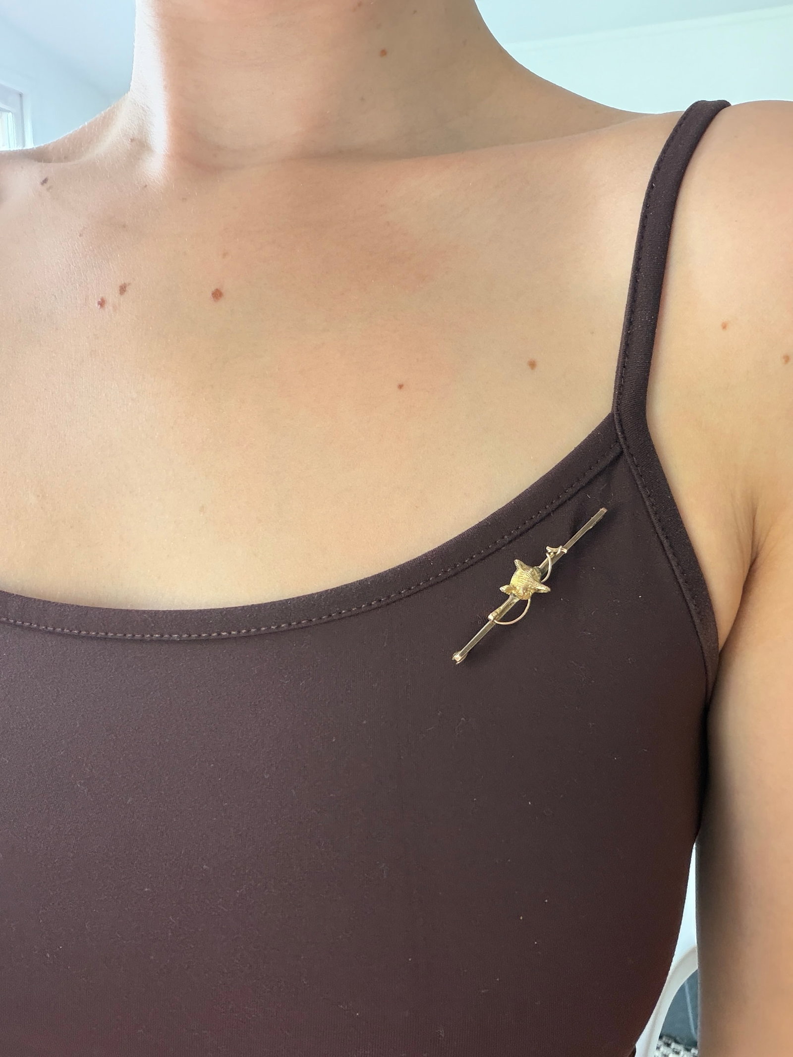 ANTIQUE FOX BAR BROOCH IN GOLD - 5