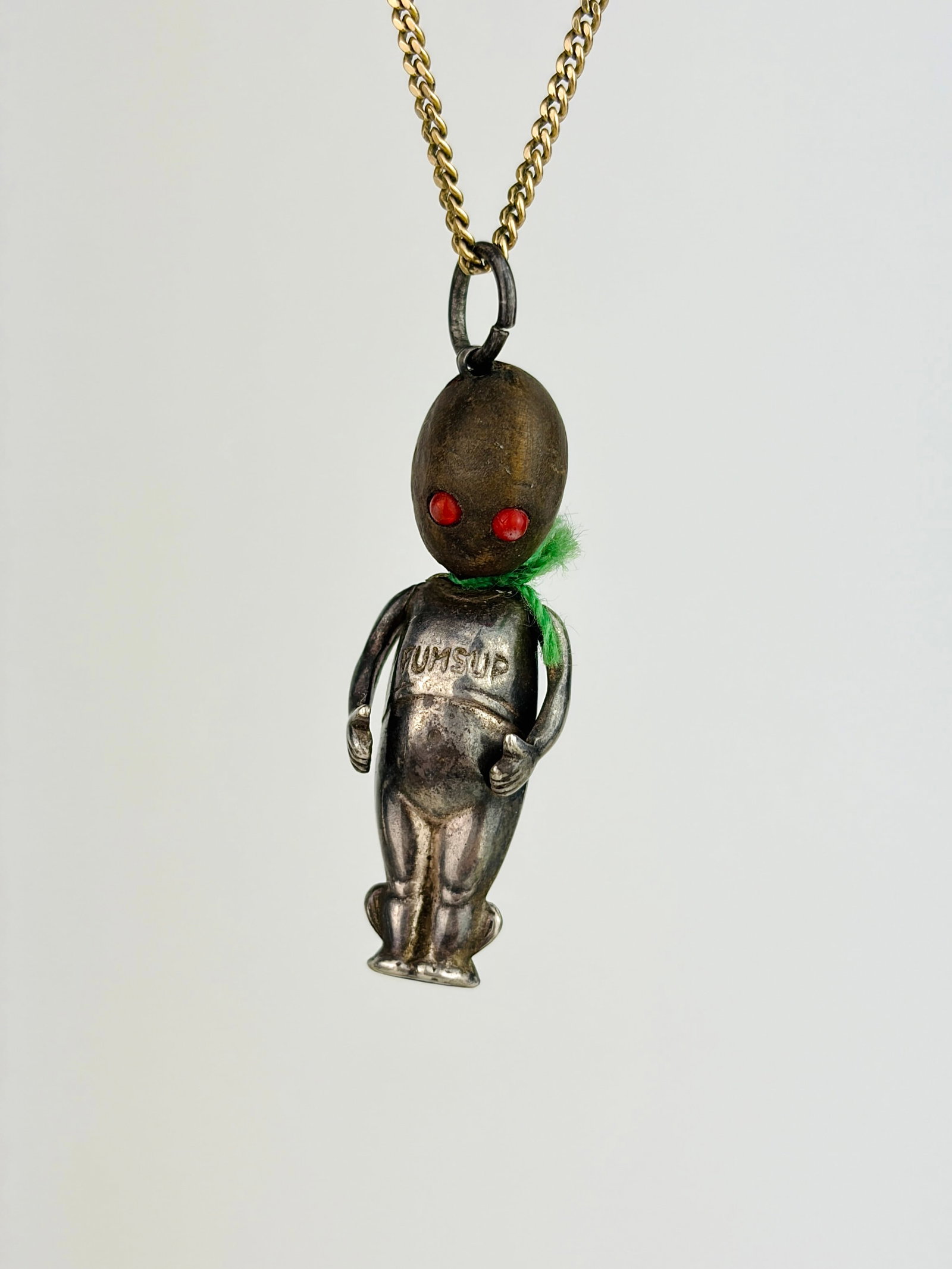 WW1 Silver Lucky 'Fumsup' Touch Wood Lucky Pendant: WW1 Silver Lucky 'Fumsup' Touch Wood Lucky Pendant