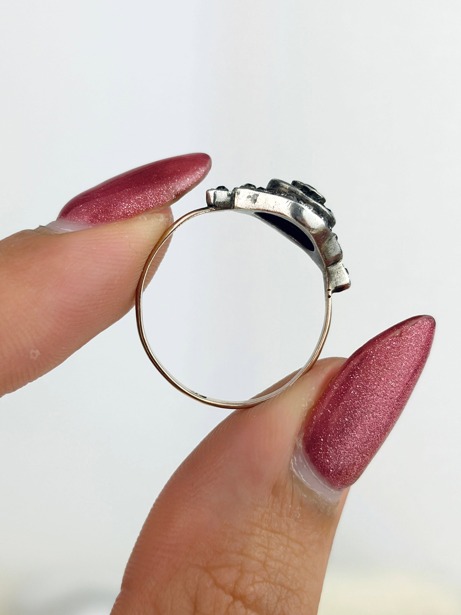 Art Deco Era Antique 9ct Gold and Silver Ring - 6