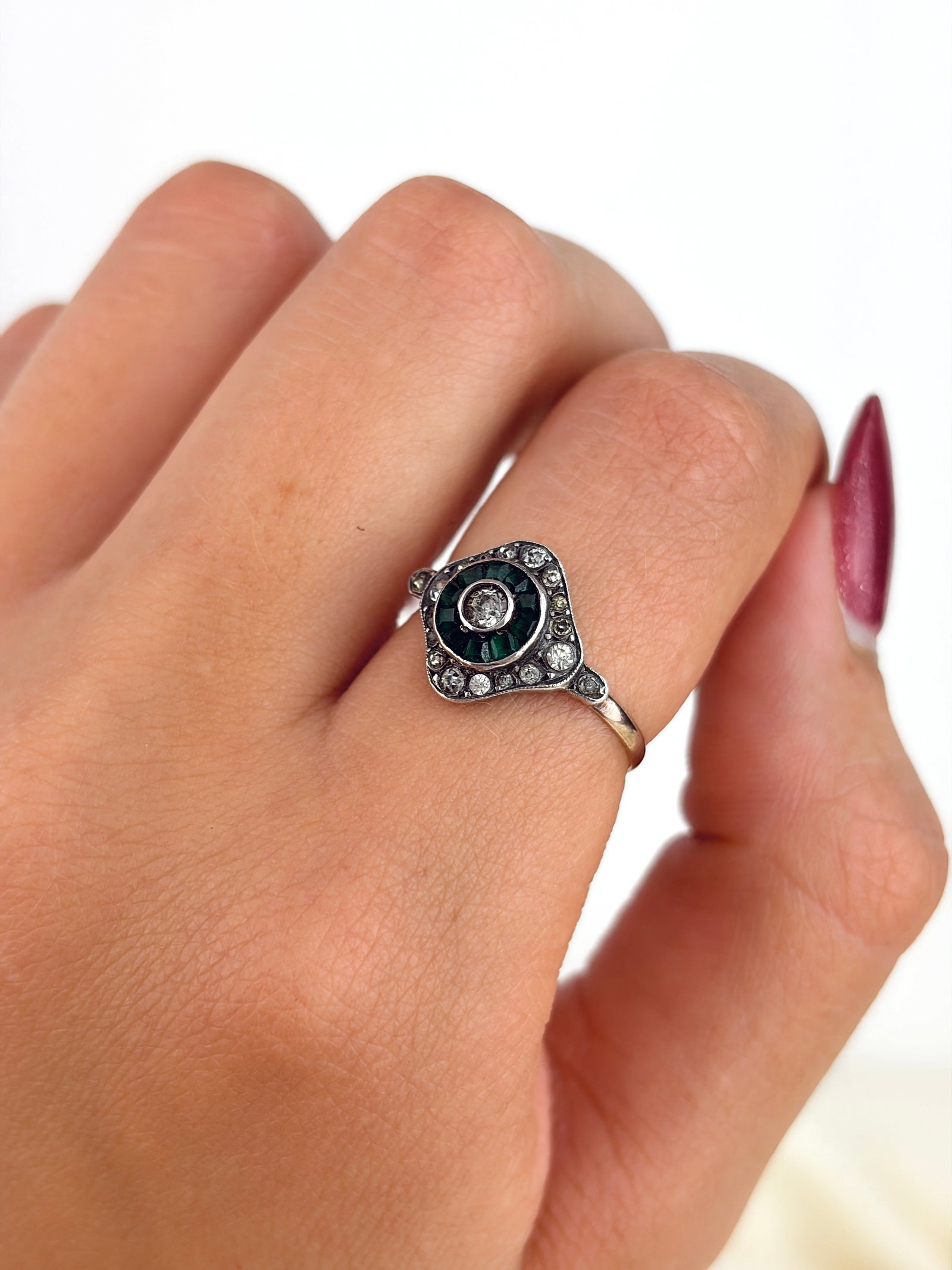 Art Deco Era Antique 9ct Gold and Silver Ring - 8