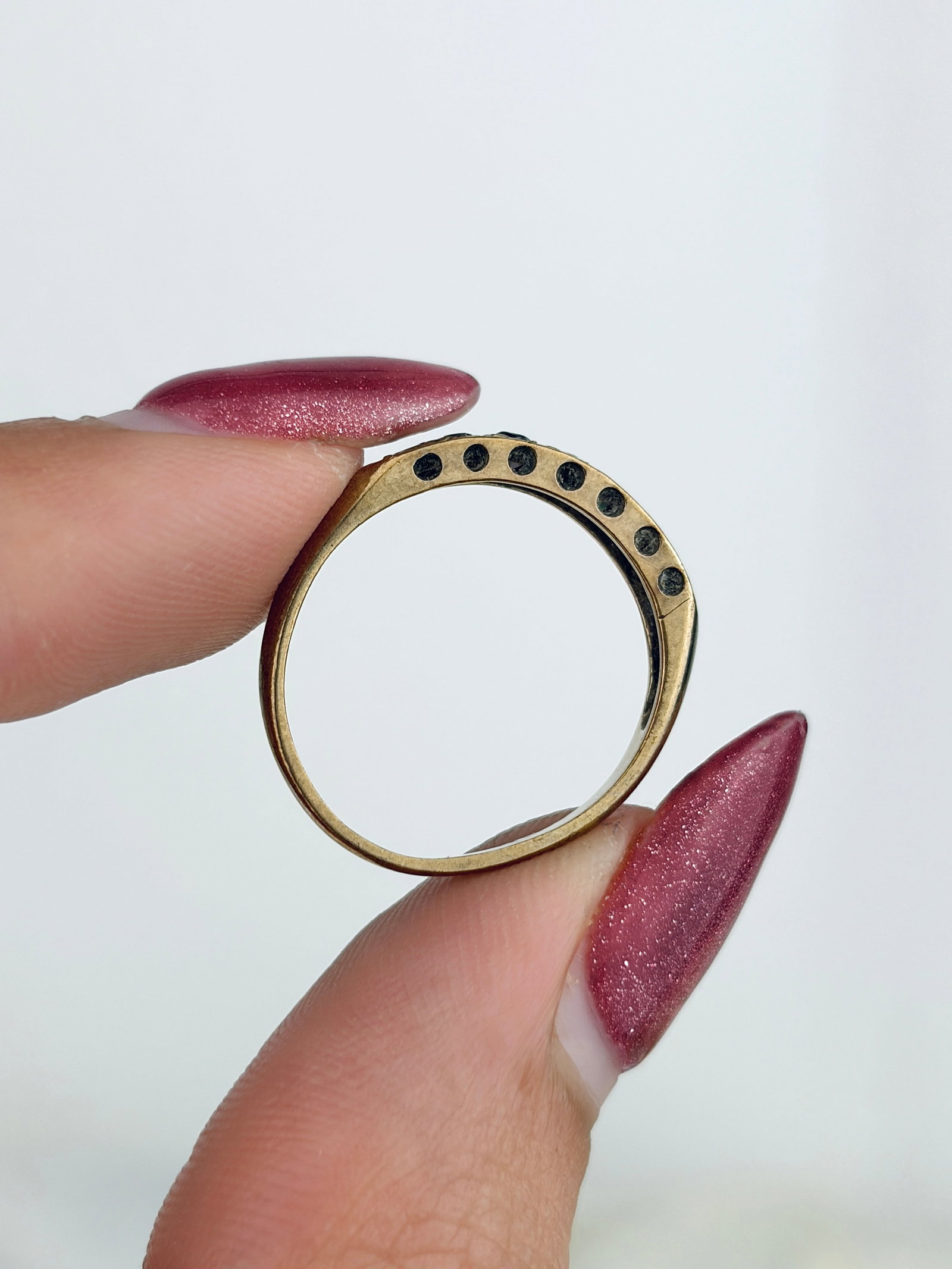 Vintage 9ct Yellow Gold 'Dearest' Acrostic Multigem Half Hoop Ring - 6