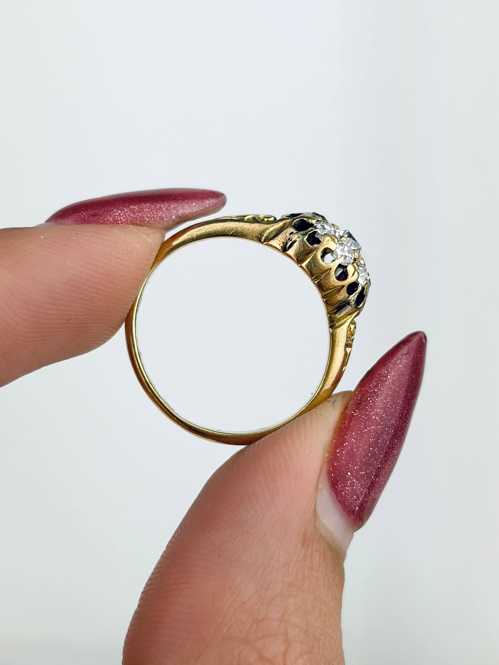 Antique 18ct Yellow Gold Diamond Cluster Ring - 6