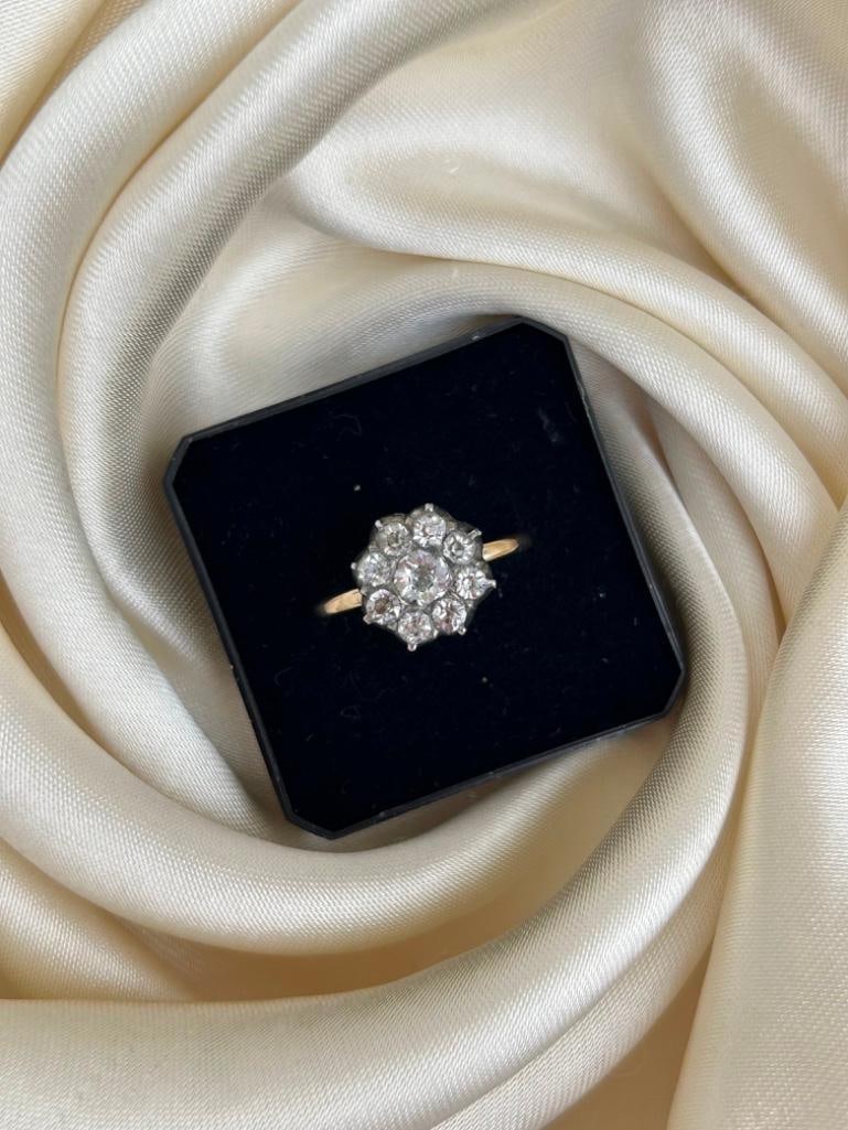 Antique Paste Cluster 9ct Gold Ring - 4