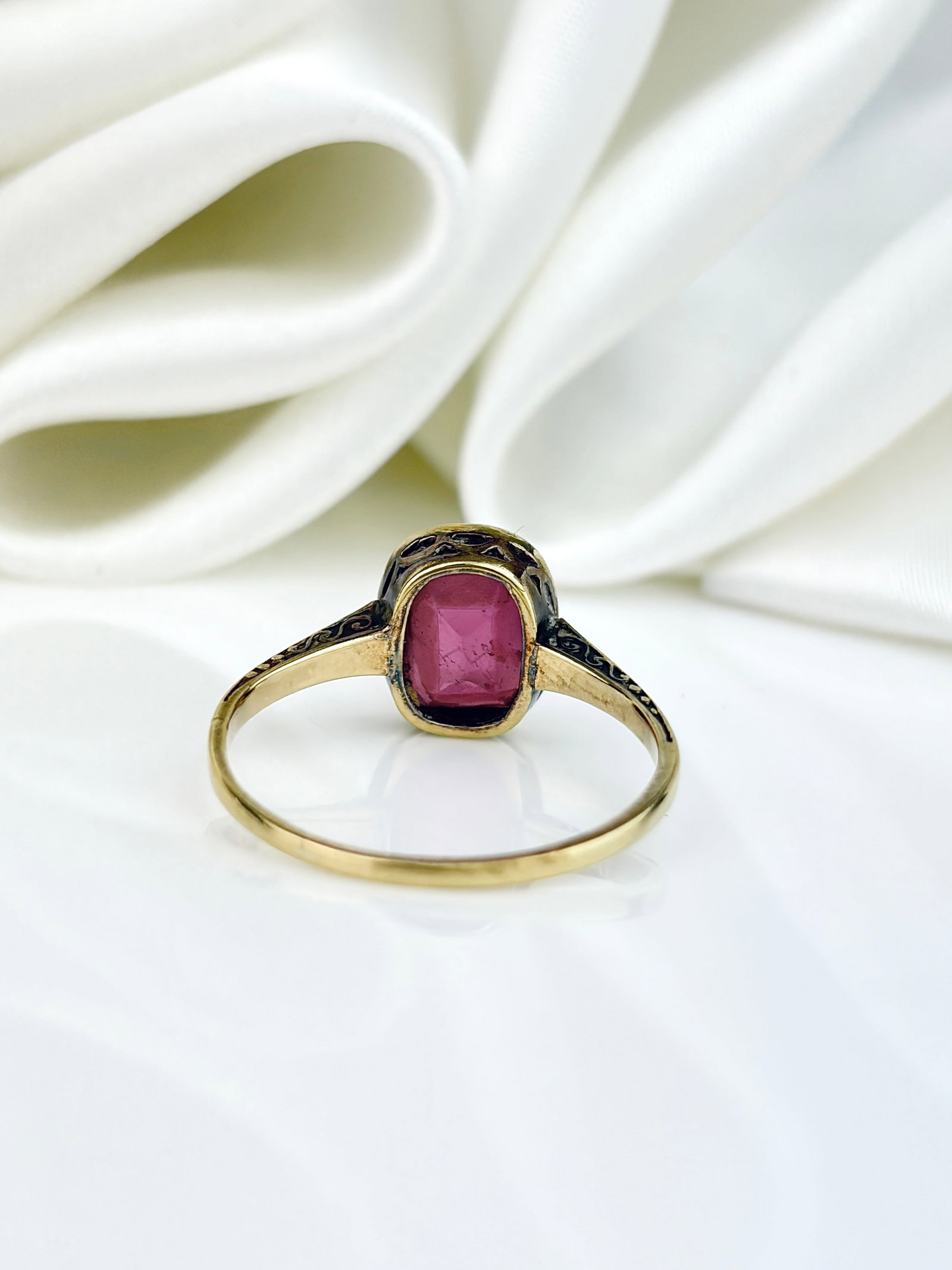 Vintage 14ct Yellow Gold Pink Tourmaline Solitaire Ring - 3