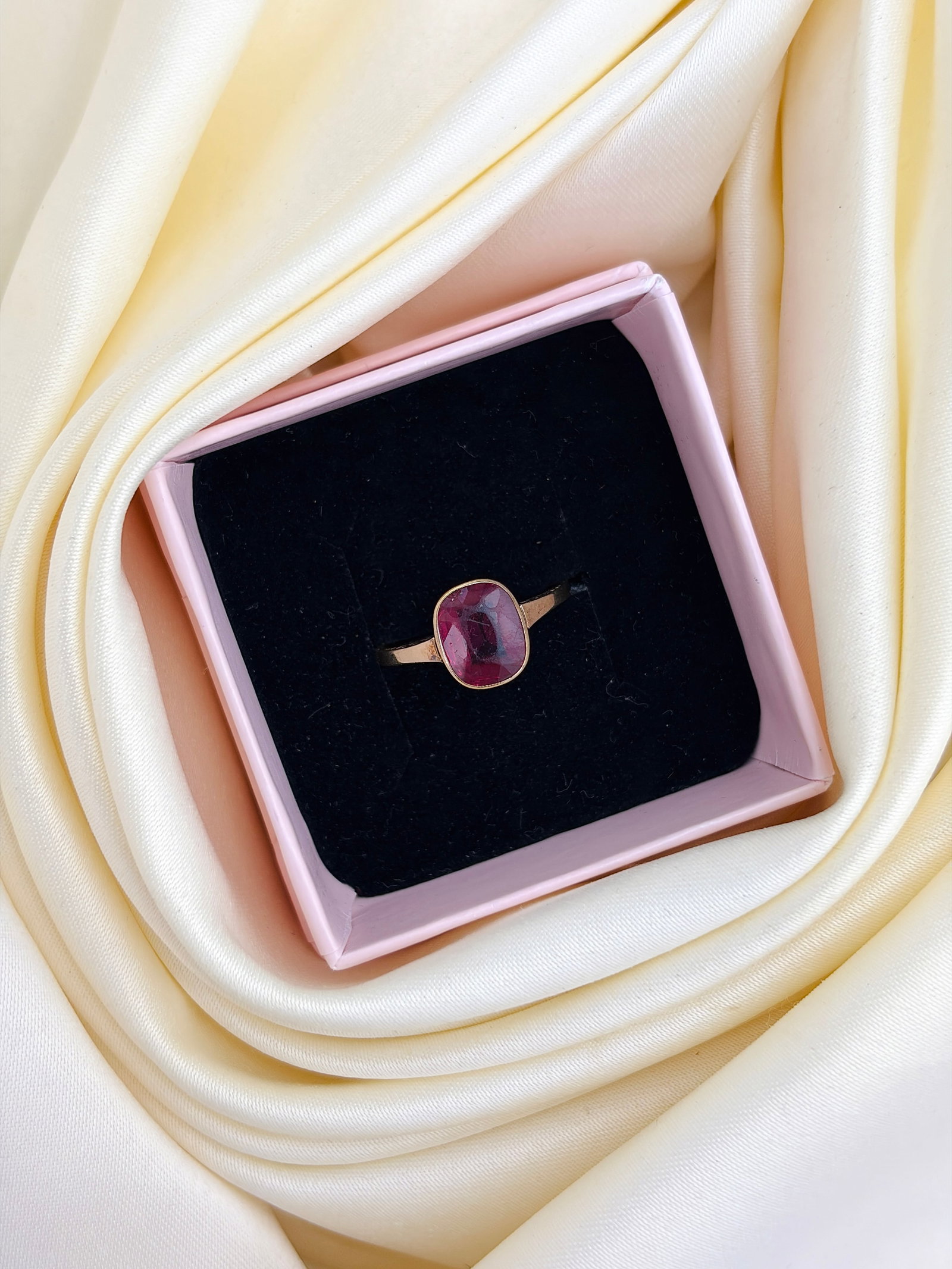 Vintage 14ct Yellow Gold Pink Tourmaline Solitaire Ring - 7